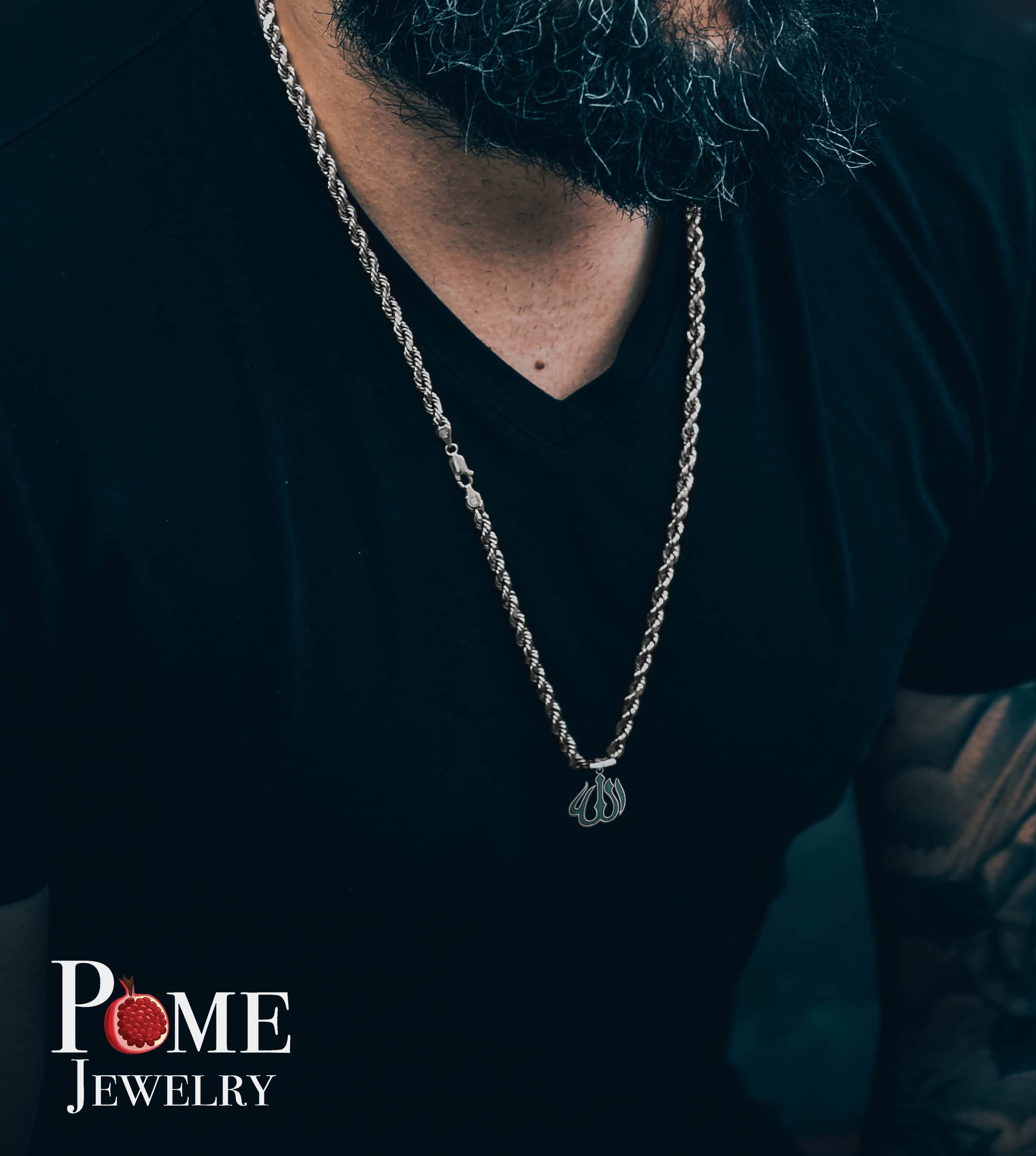 Pome Allah Pendant Necklace - 925 Sterling Silver Islamic Jewelry - Handcrafted in USA - Perfect for Eid Gifts & Muslim Fashion Accessories