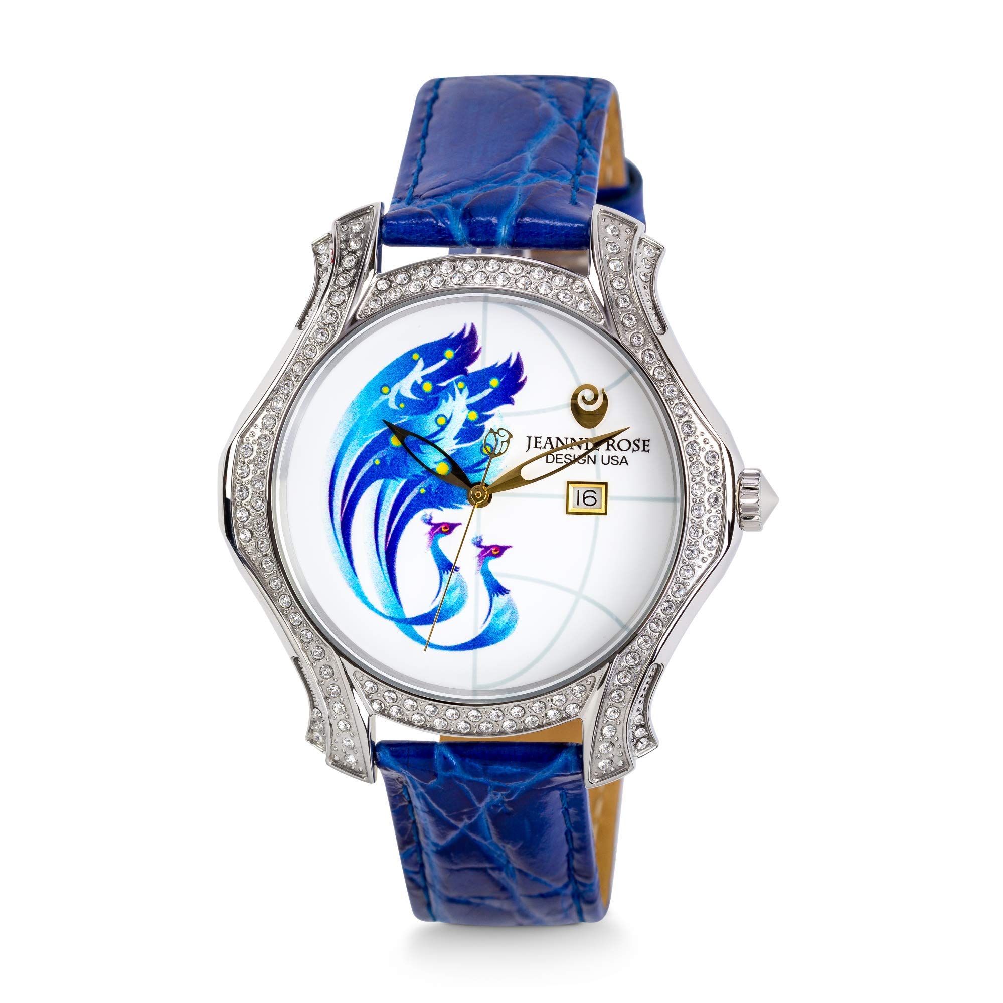 JEANNIE ROSE Fire Wings 40MM Analog Watch for Women - Blue Stainless Steel Band, Water Resistant - Perfect for Casual Wear, Office & Special Occasions