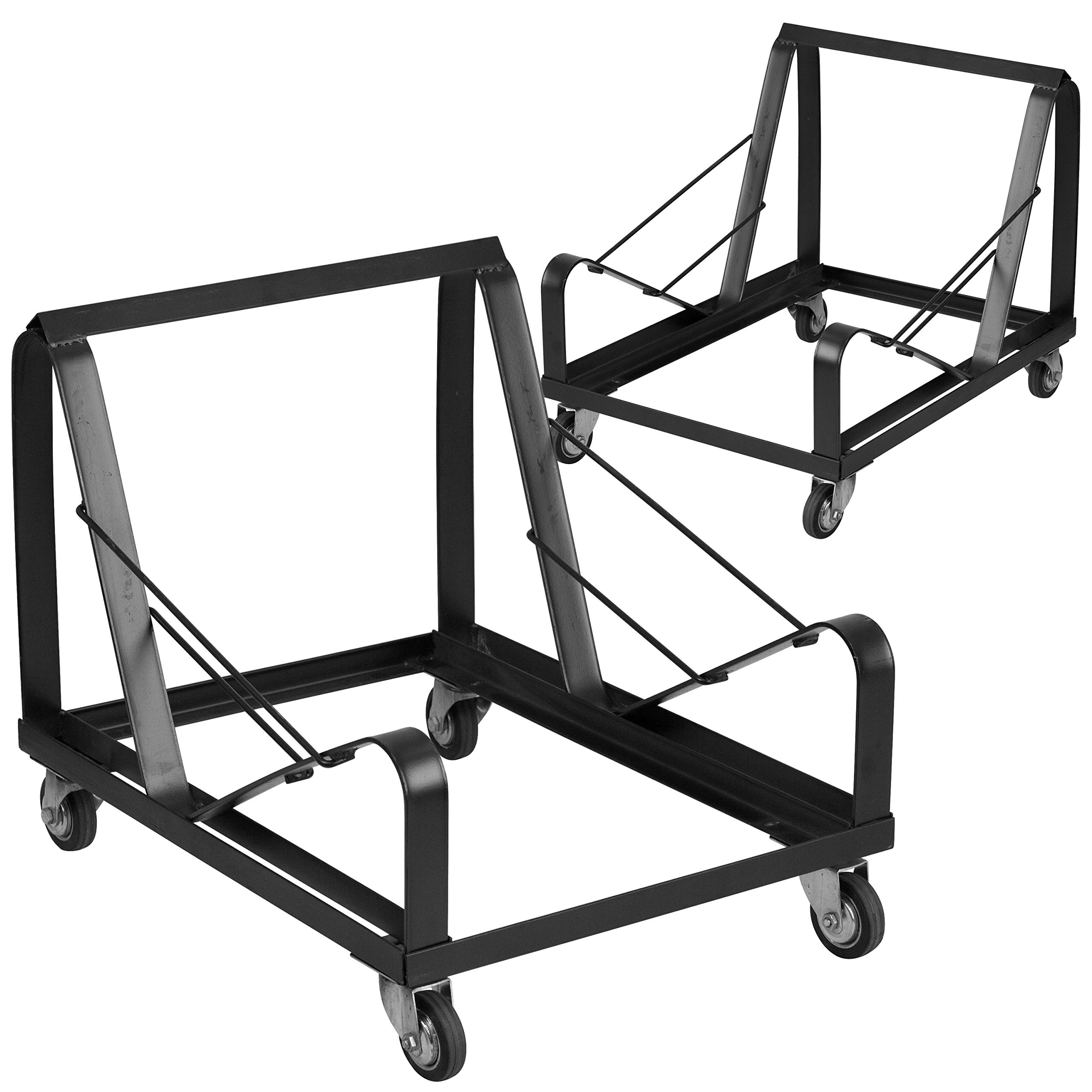 2 Pack Black Steel Heavy Duty Sled Base Stack Chair Dolly - Chair Truck for Restaurant, School, and Event Furniture Moving - Commercial Grade Utility Cart with Wheels for Easy Transport