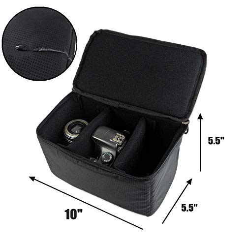 G-raphy DSLR SLR Camera Insert Bag - Waterproof Camera Case for Backpack, Purse & Messenger Bags - Fits Lenses & Flashes (Black) - Perfect for Travel, Hiking & Photography Enthusiasts