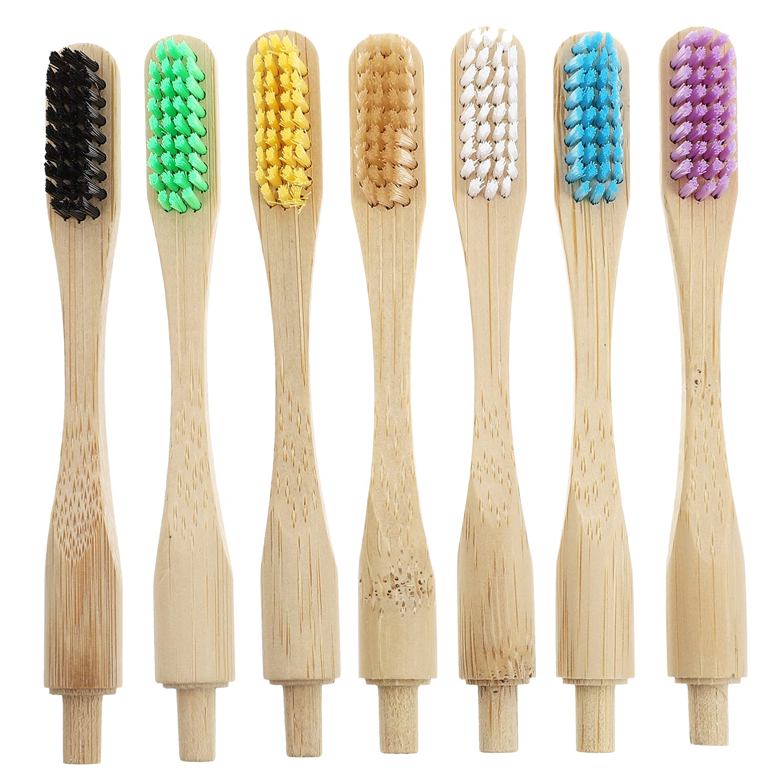 DOITOOL 7-Pack Bamboo Charcoal Toothbrush Heads - Soft Nylon Bristles, Eco-Friendly & Organic Replacement Heads for Travel, Home & Daily Oral Care