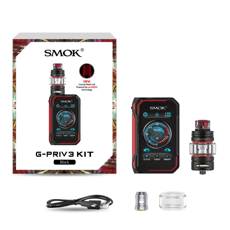 SMOK G Priv 3 300W Touch Screen Vape Mod Kit with TFV16 Lite Tank - Powerful Sub Ohm Vaping Device for Cloud Chasing & Flavor Enjoyment | Perfect for Home Use, Travel & Social Vaping Sessions