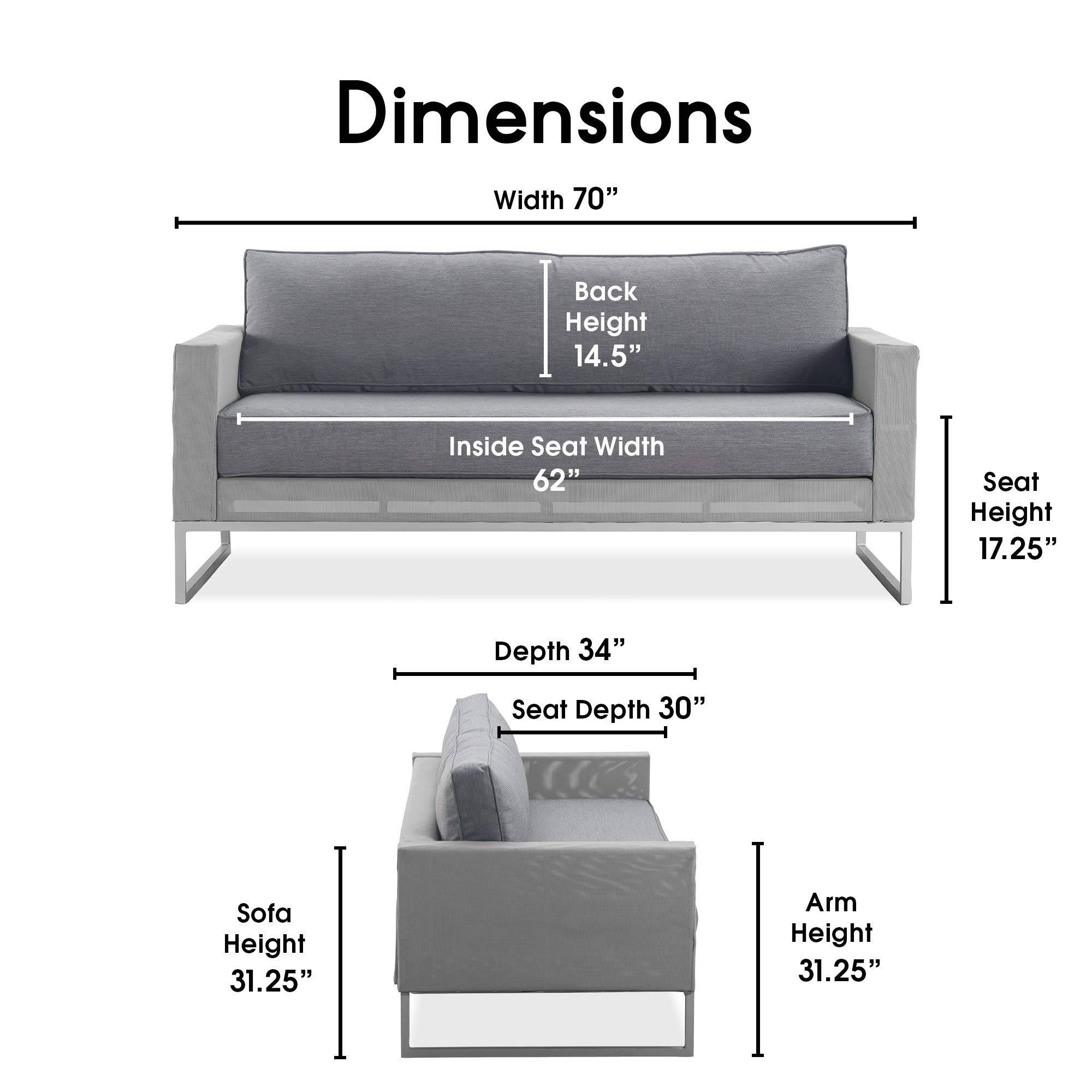Elle Decor Tropez Mesh Outdoor Patio Furniture Set - Metal Frame Love Seat in Gray | Perfect for Backyard, Poolside & Garden Relaxation