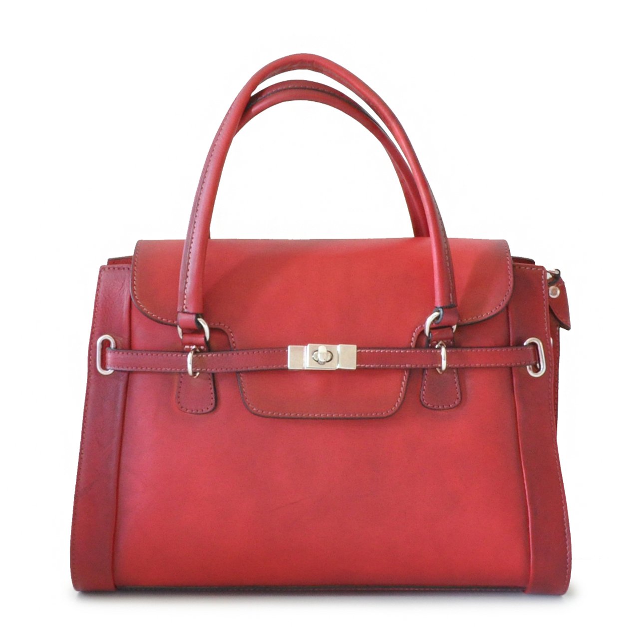 Premium Pratesi Genuine Cow Leather Women's Handbag - Stylish Baratti Design for Work, Travel & Everyday Use - Bruce Cherry Collection