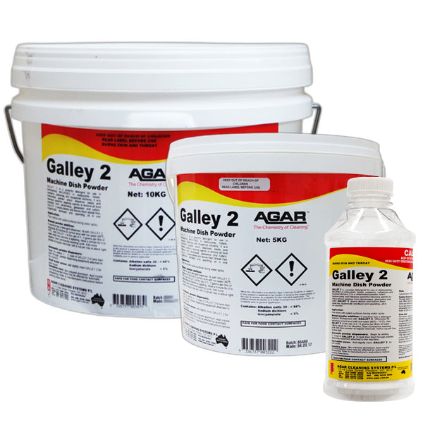 Agar Galley 2 Machine Dishwashing Powder - Heavy Duty Commercial Dishwasher Detergent for Restaurants, Hotels & Catering - Removes Tough Grease & Food Residue