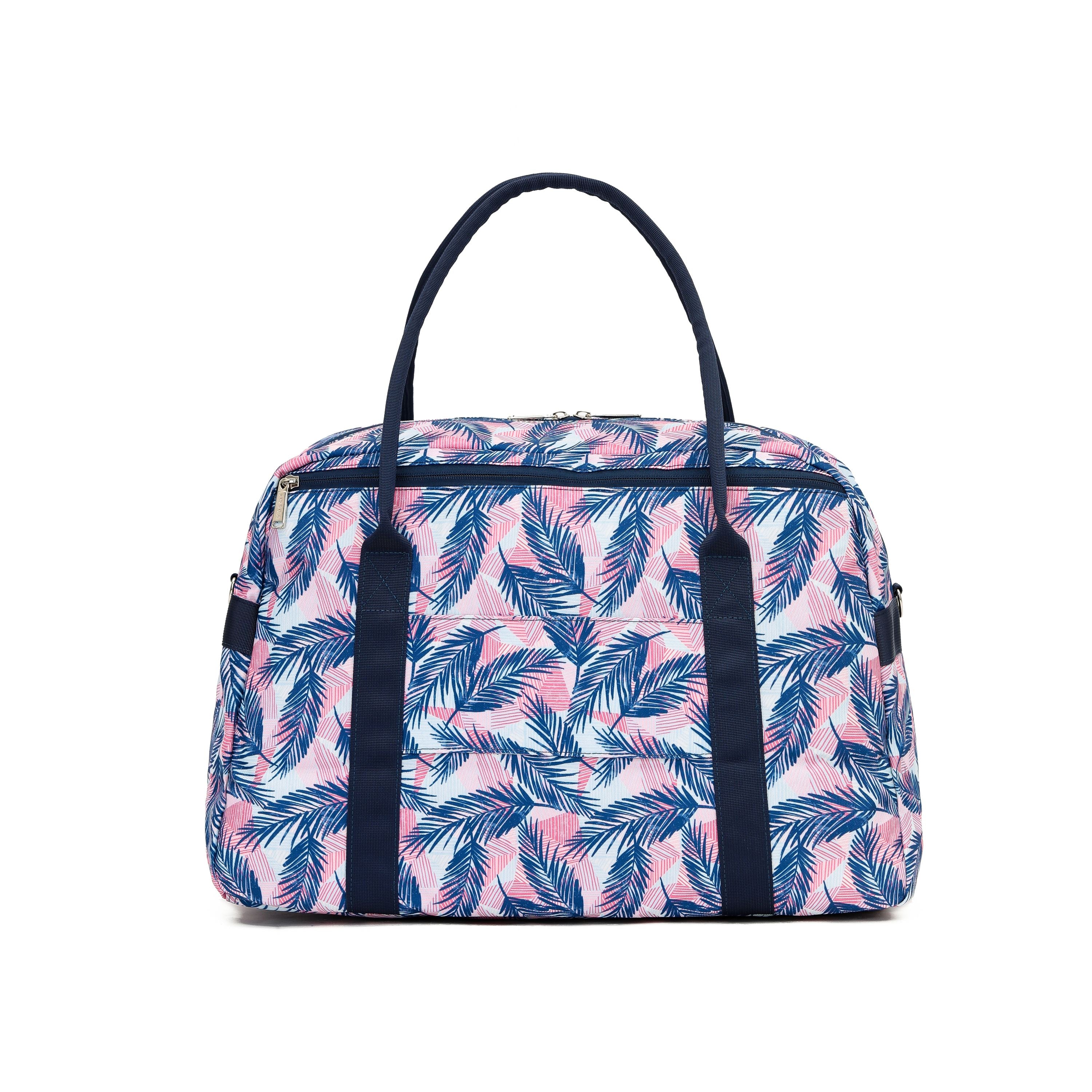 Tosca TCA935 Fashion Tote Duffle Bag for Women - Coral Ferns Print, Stylish Travel Gym Bag for Work, Beach & Weekend Getaways