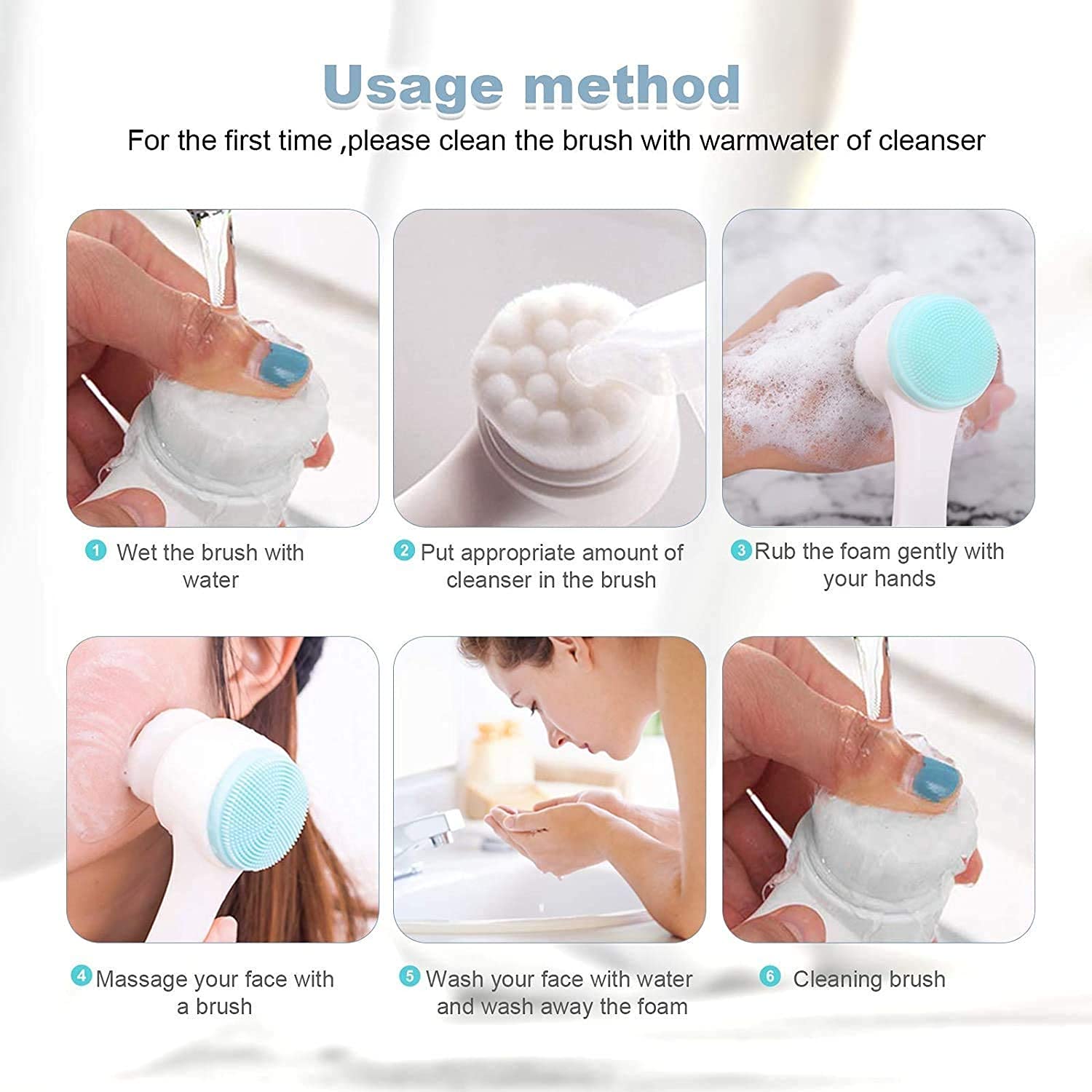 COSLUXE 2-in-1 Silicone Facial Cleansing Brush - Manual Face Scrubber for Deep Pore Cleansing & Exfoliation - Gentle Massaging Skin Care Tool for Daily Face Wash Routine (Perfect for Sensitive Skin & Travel)