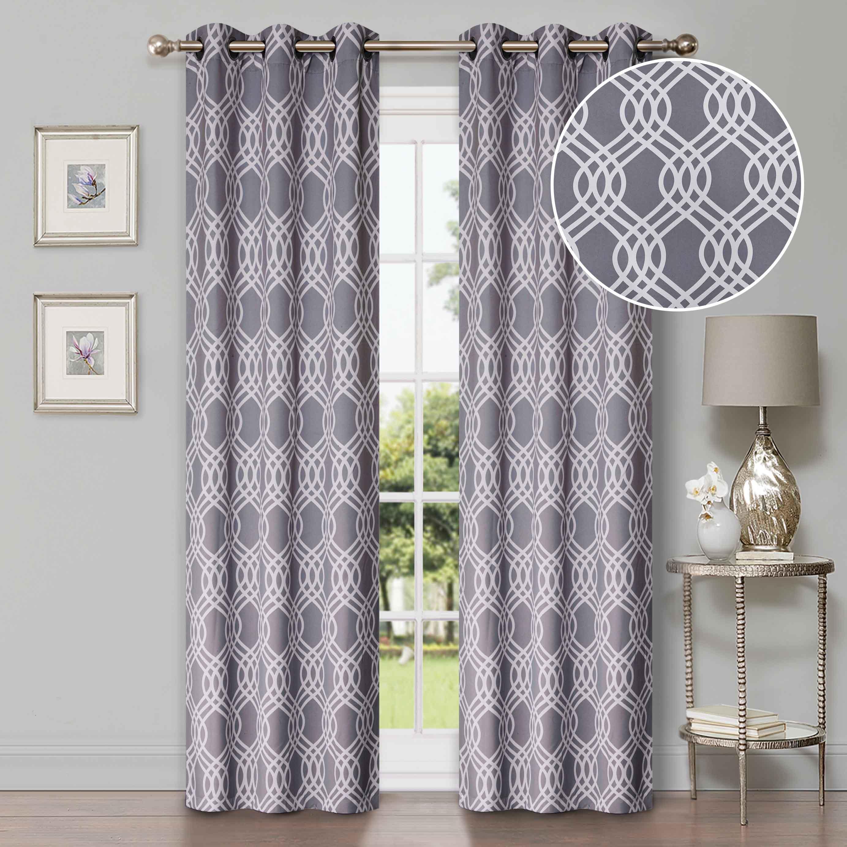 Washable Blackout Curtains with Ribbon Trellis Design - Room Darkening Window Treatment for Bedroom & Living Room - Thermal Insulated Drapes for Better Sleep and Energy Efficiency
