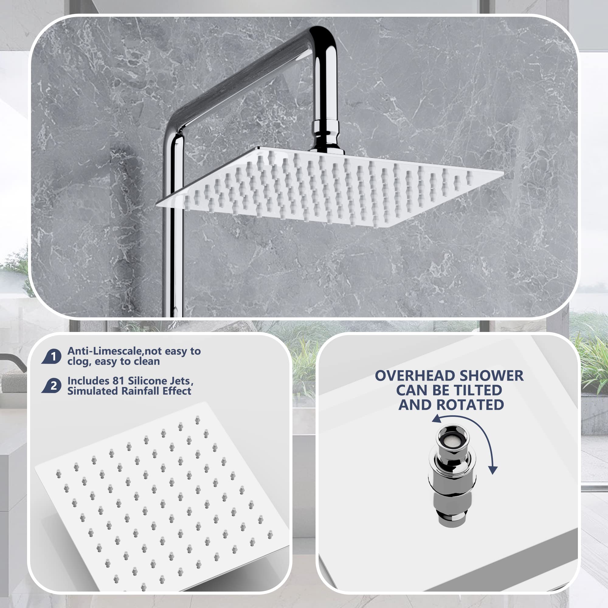 Premium MORADO 304 Stainless Steel Thermostatic Shower Column System with Mixer, Modern Rain Shower Head & 3-Function Hand Shower - Perfect for Luxurious Bathroom Upgrades & Spa-Like Experience