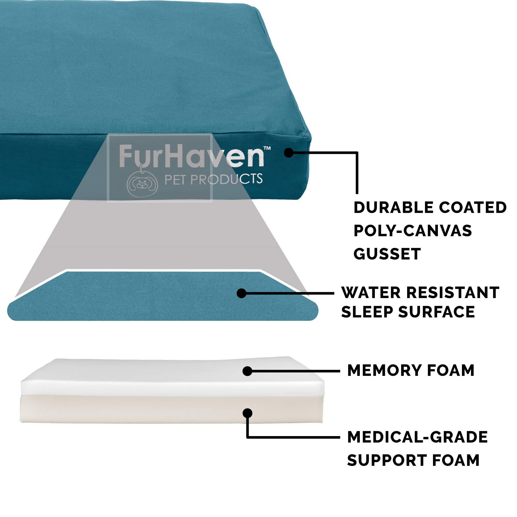 Furhaven Waterproof Memory Foam Dog Bed for Large Dogs - Washable Cover, Indoor/Outdoor Use for Pets Up to 55 lbs - Perfect for Living Rooms & Patios
