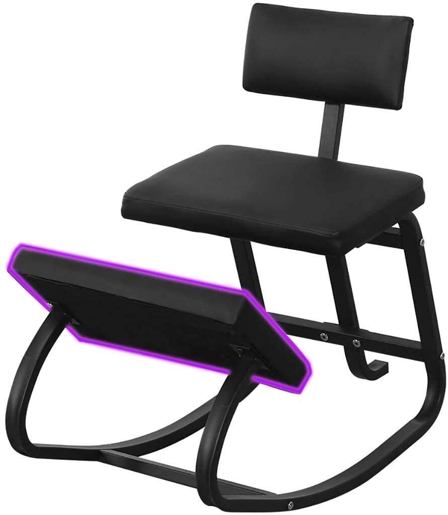 Ergonomic Kneeling Chair with Backrest - Posture Correcting Office & Yoga Chair for Home & Work - Improve Sitting Posture for Computer Work, Meditation & Relaxation (Color: Black)