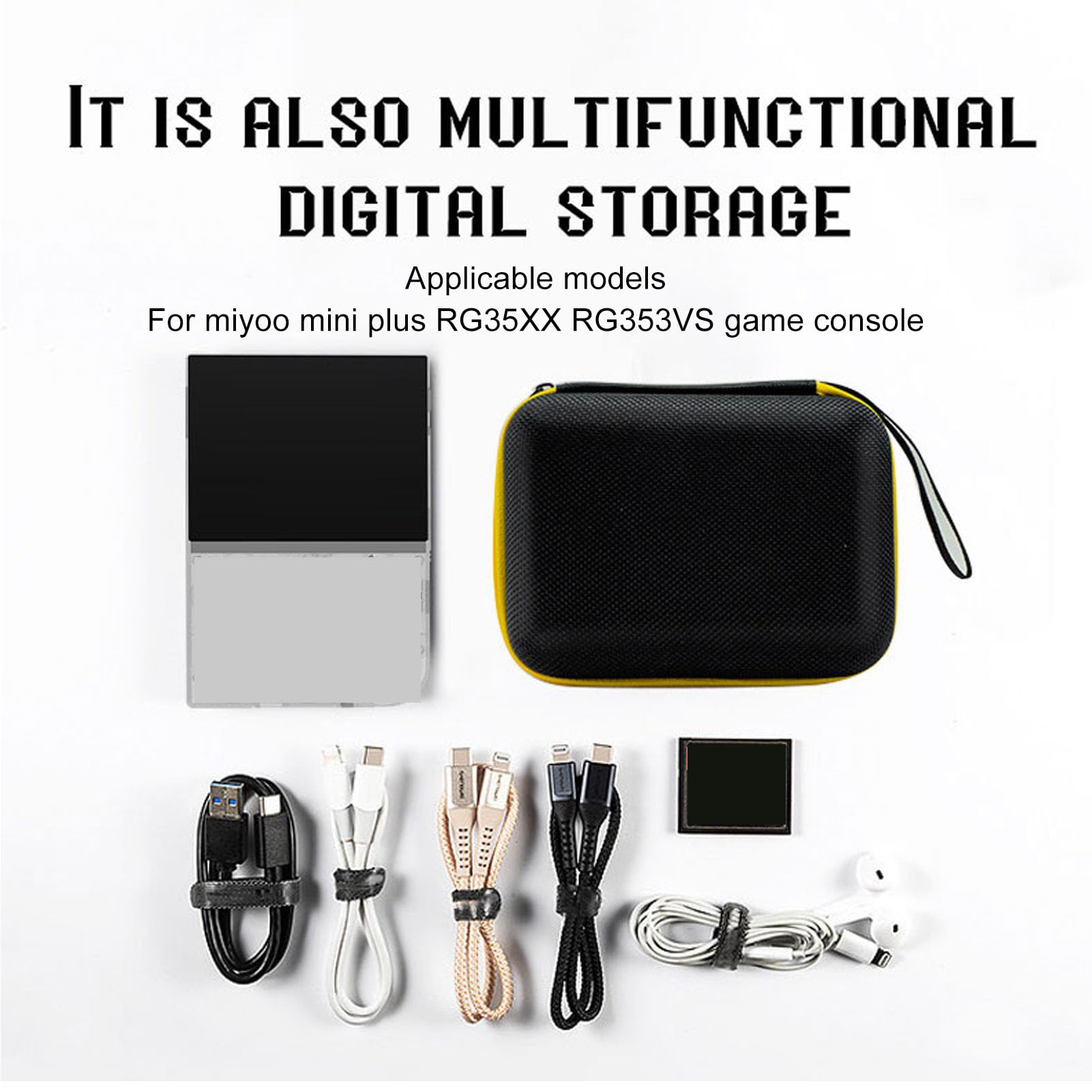 Premium Hard Travel Case for Miyoo Mini Plus & RG35XX Handheld Game Consoles - 360° Protective Shockproof EVA Shell - Durable Black Storage Box for Portable Gaming Accessories - Perfect for Travel, Commuting, Camping & Outdoor Device Protection