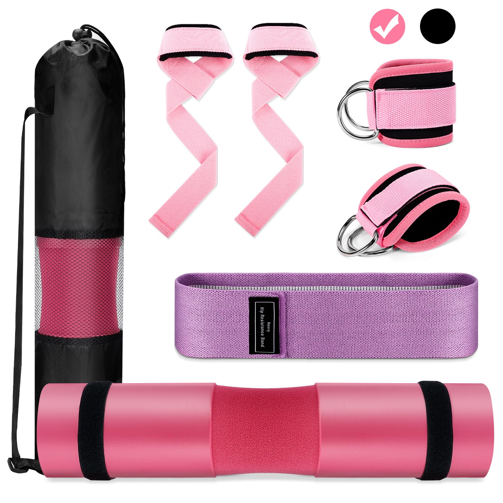 Premium Gym Barbell Pad Set - Thick Cushioned Hip Thrust Pad for Squats, Weight Lifting & CrossFit - Comfortable Workout Equipment Accessories for Home & Commercial Gyms - Perfect for Strength Training, Glute Exercises & Fitness Routines