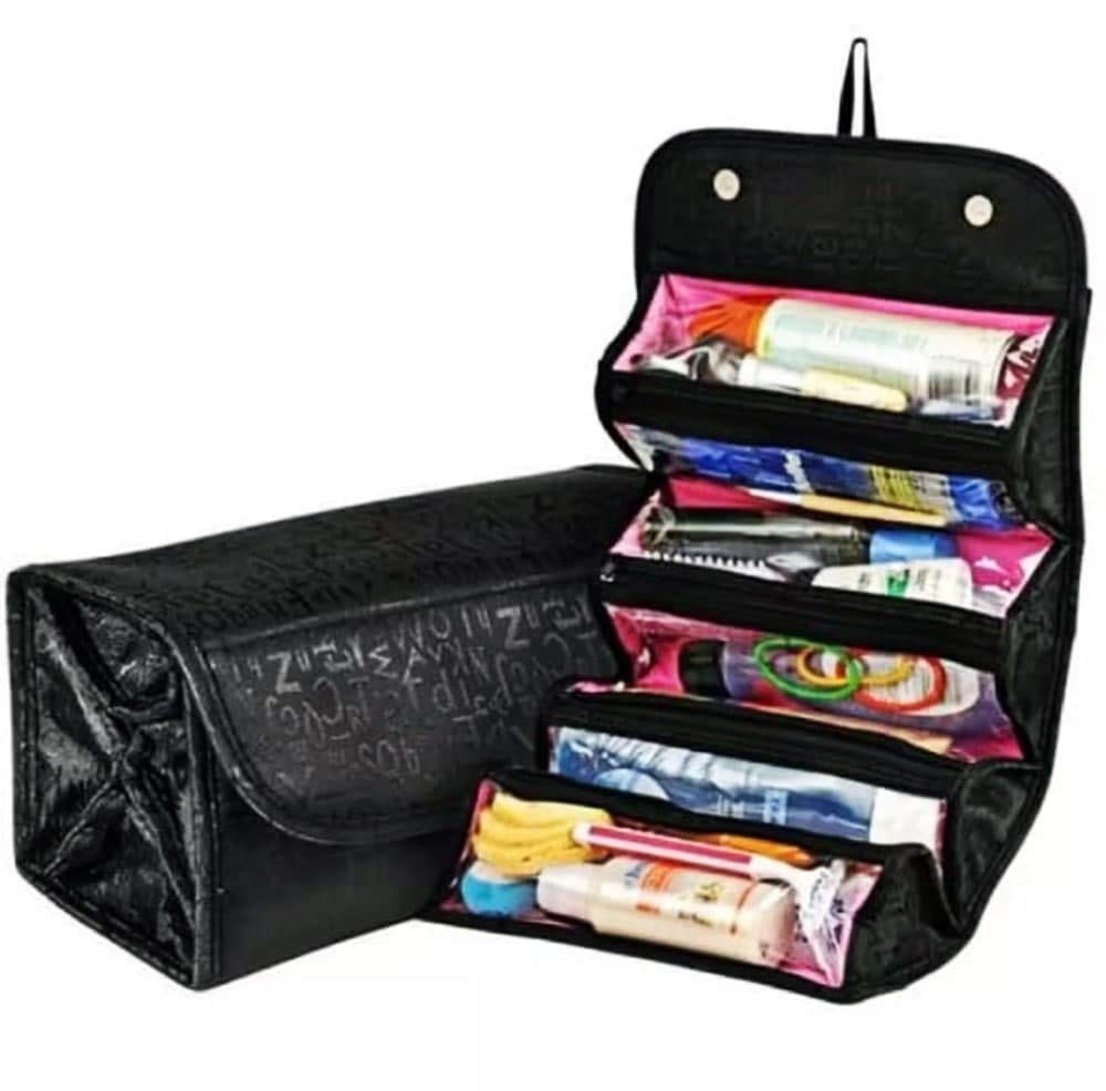 Cyrox Multi-Functional Travel Toiletry Bag - Waterproof Cosmetic & Makeup Organizer with Jewelry Storage - Foldable Bathroom Storage Bag for Women & Men - Perfect for Travel, Gym, and Home Use