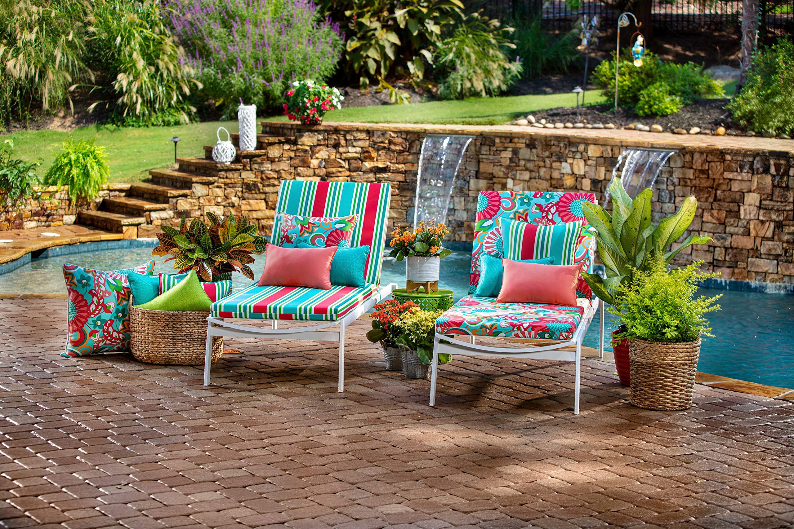 Pillow Perfect Bright Floral Indoor/Outdoor Chaise Lounge Cushion - 80