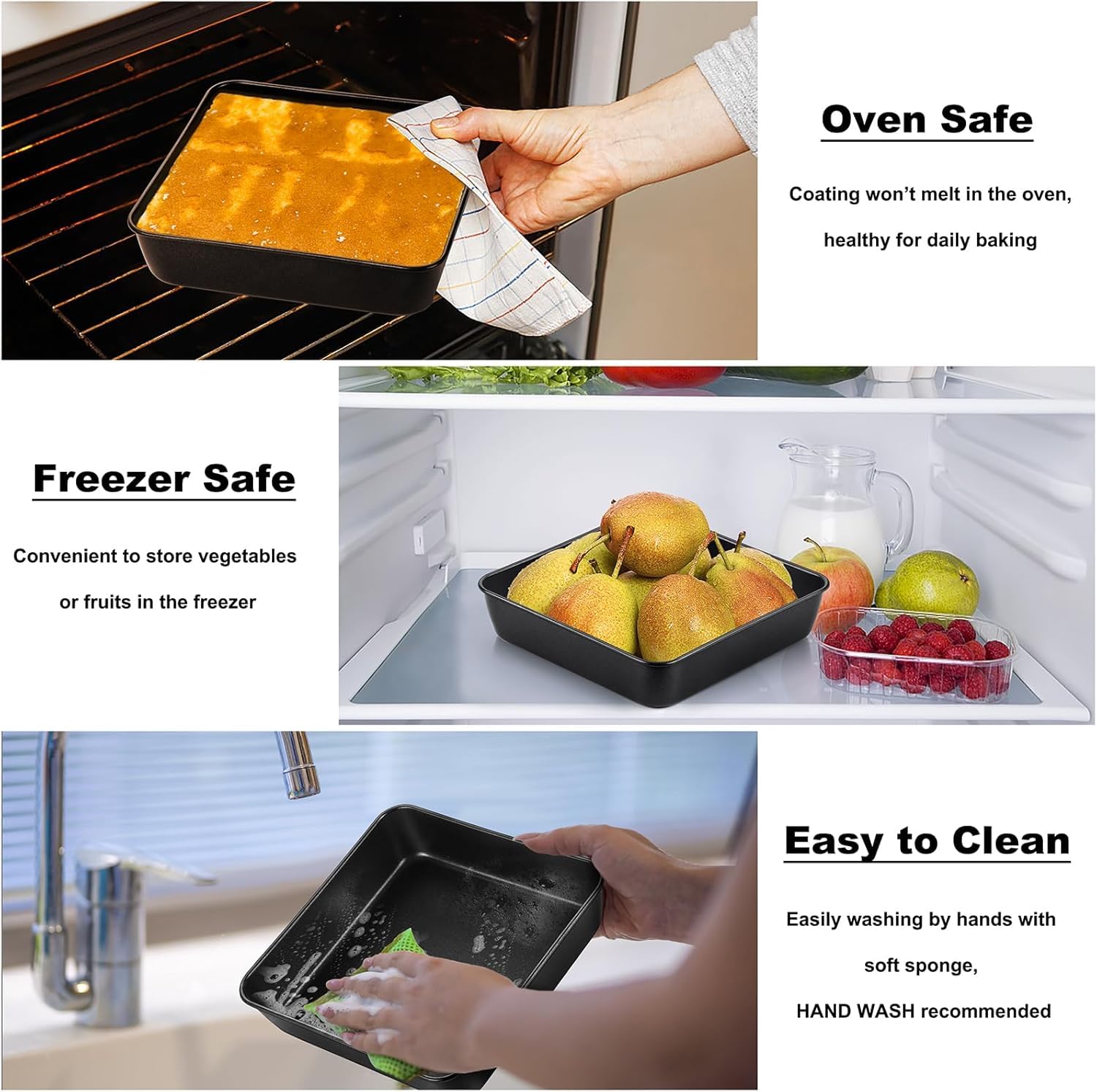 Non-Stick Square Cake Tin 20cm - Carbon Steel for Baking Cakes & Brownies | Easy Release & Clean | Perfect for Home Bakers