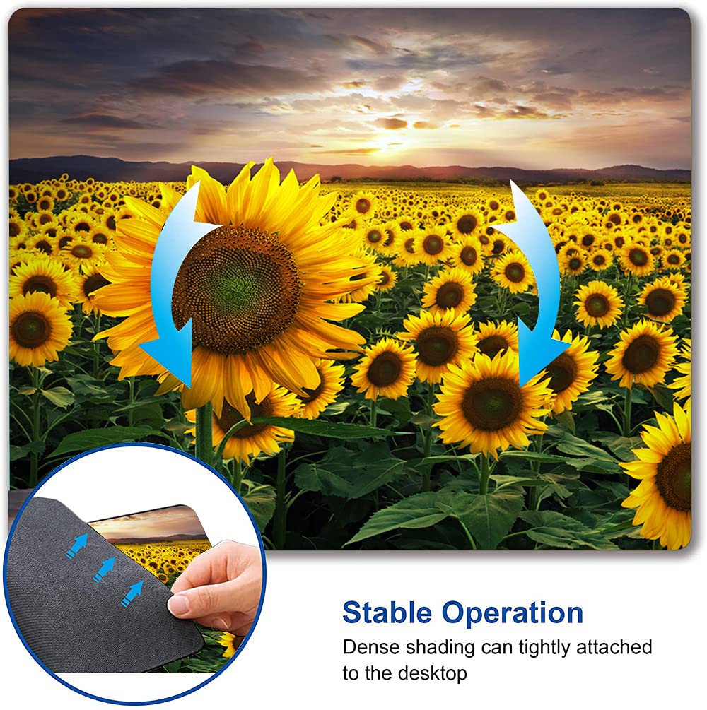 Sunflower Mouse Pad - Floral Square Non-Slip Rubber Mousepad for Office & Laptop (9.5