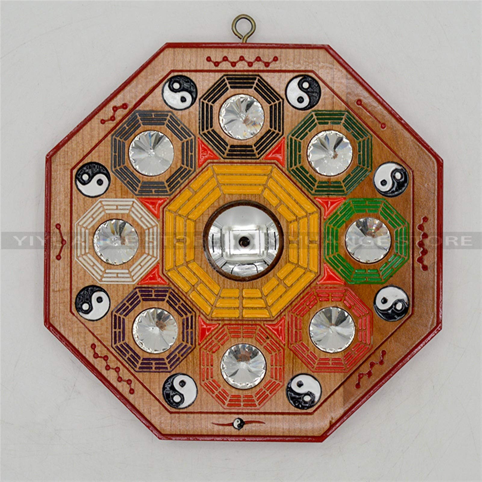 QTBH Feng Shui Bagua Mirror - 8 Hexagrams Wall Hanging for Home Decor, Peach Wood Auspicious Craft with Convex & Concave Design | Perfect for Home Protection, Office Feng Shui & Positive Energy Enhancement