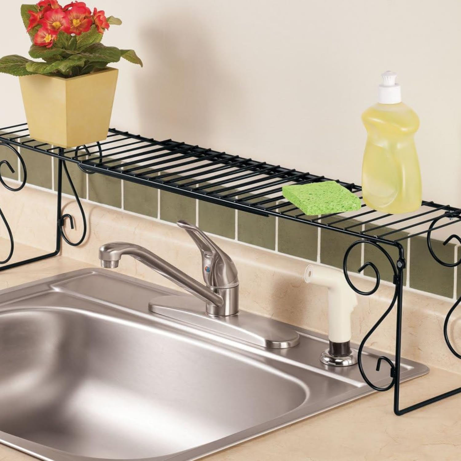 Carol Wright Gifts Expandable Over The Sink Shelf - WalterDrake Space Saving Kitchen Organizer | Perfect for Small Apartments & Bathroom Storage