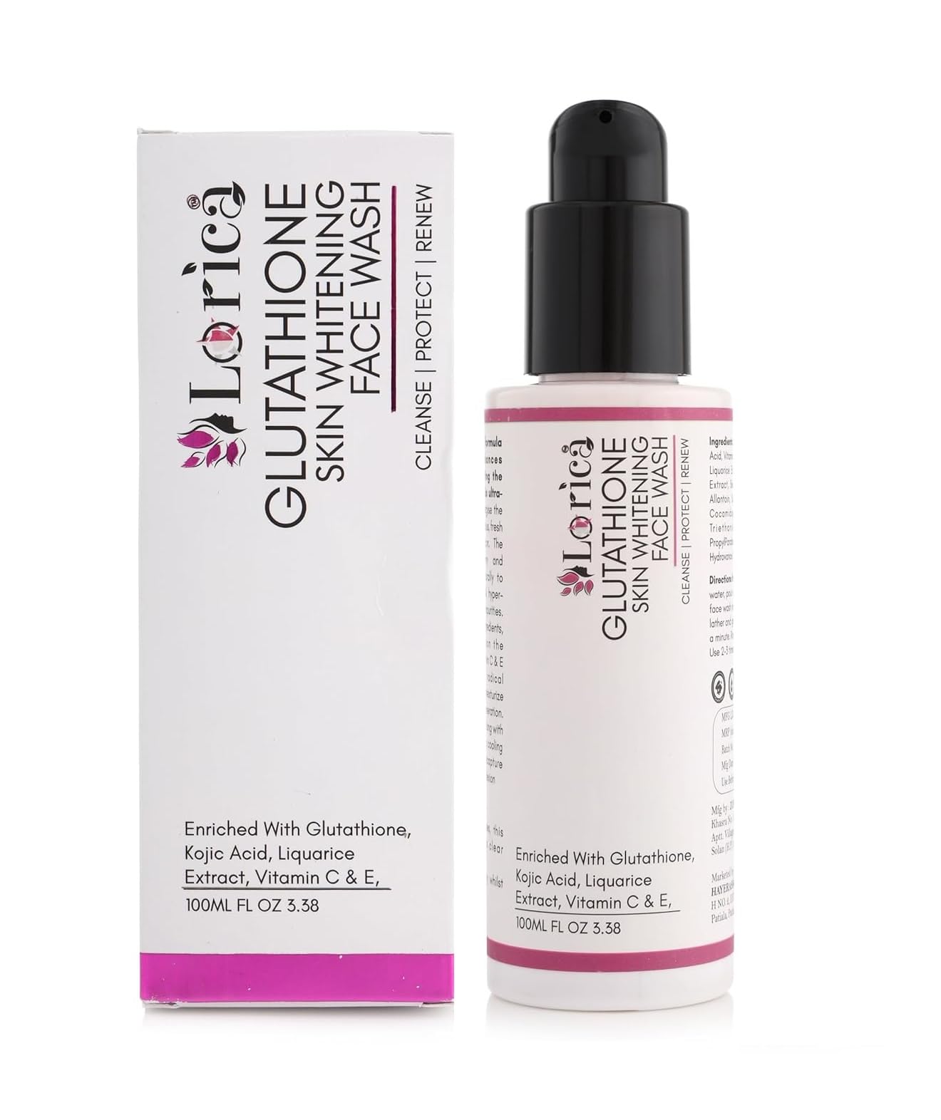 Lorica Glutathione & Vitamin C Face Wash with Kojic Acid - Brightening & Deep Cleansing for Dry to Normal Skin - For Women & Men - All Skin Types (100ml) - Perfect for Daily Skincare Routine & Dark Spot Reduction