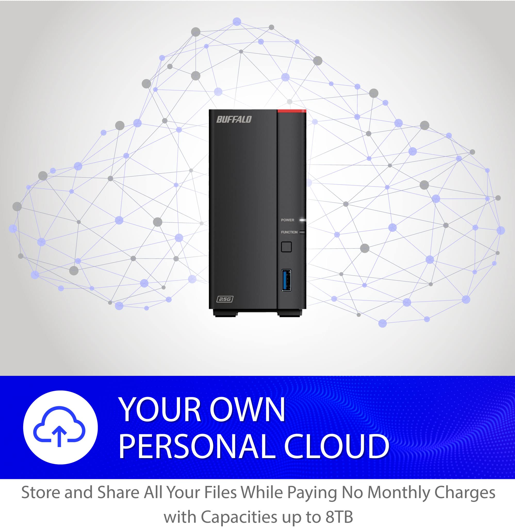 BUFFALO LinkStation 710 8TB 1-Bay NAS Network Attached Storage with Pre-Installed HDD | Secure Home Cloud & Network Storage Solution for Media Backup, File Sharing & Remote Access
