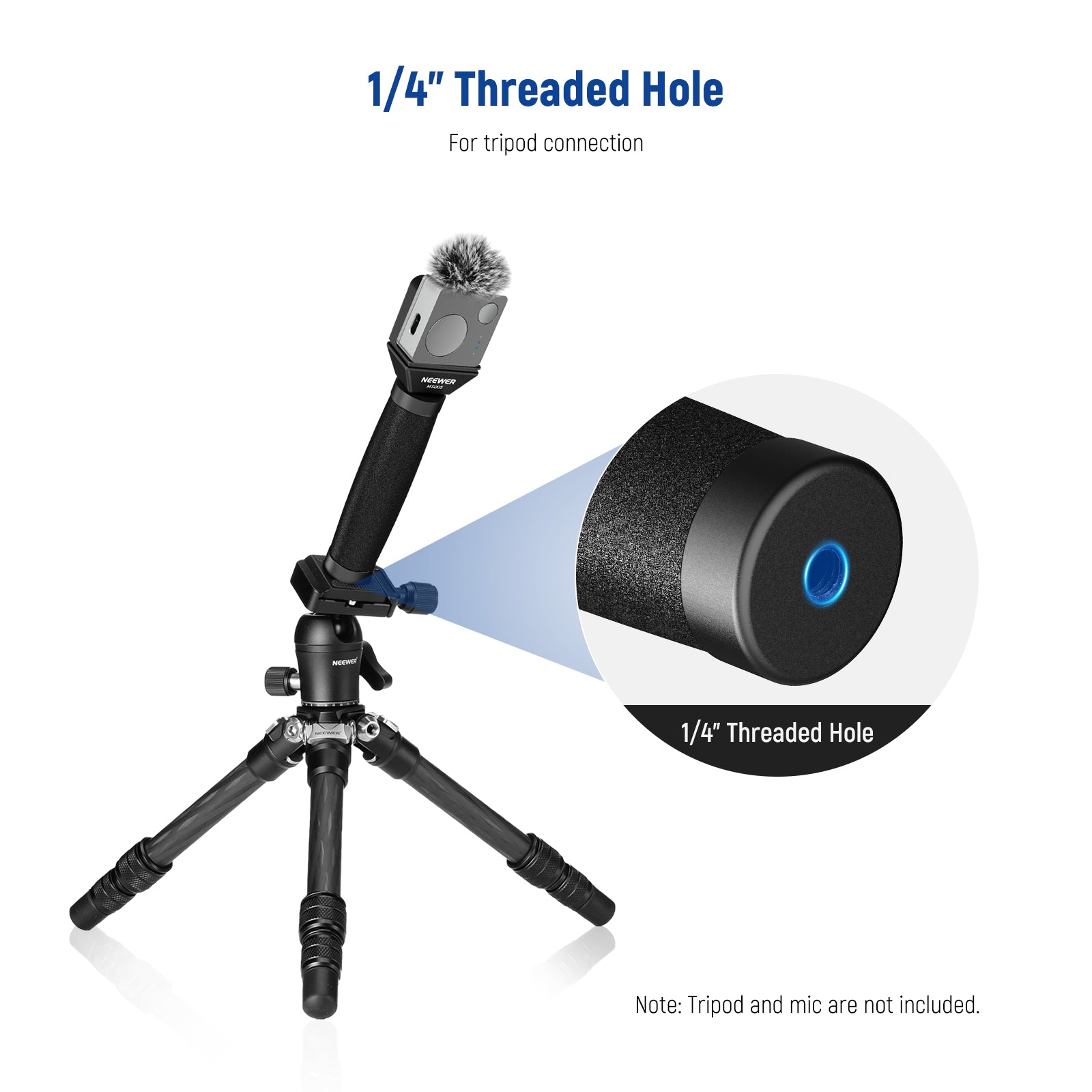 NEEWER MS005 13/33cm Telescopic Lavalier Microphone Handheld - Professional Clip-on Mic for Interviews, Vlogging & Live Streaming - Compatible with Smartphones, Cameras & Recorders