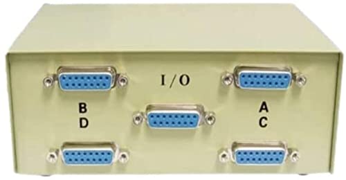 4-Port DB15 Female D-Sub Switch Box for Multiple Monitor Setup - Ideal for Gaming, CAD, and Industrial Control Systems
