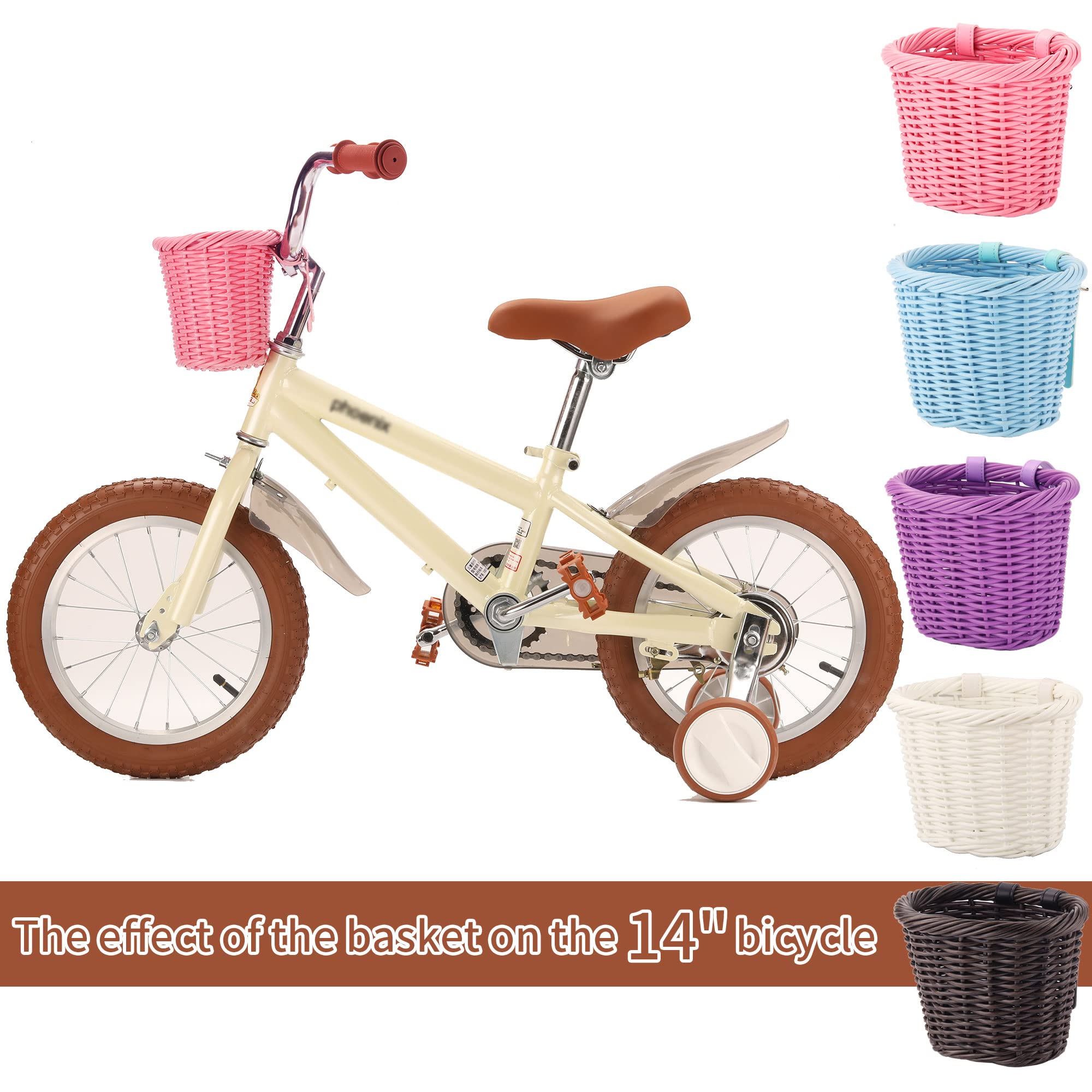 Kids Bike Basket - Wicker Woven Front Bicycle Basket for Boys & Girls - Mini Handlebar Basket for Children's Bicycle or Scooter - Perfect for Picnics, School & Outdoor Adventures