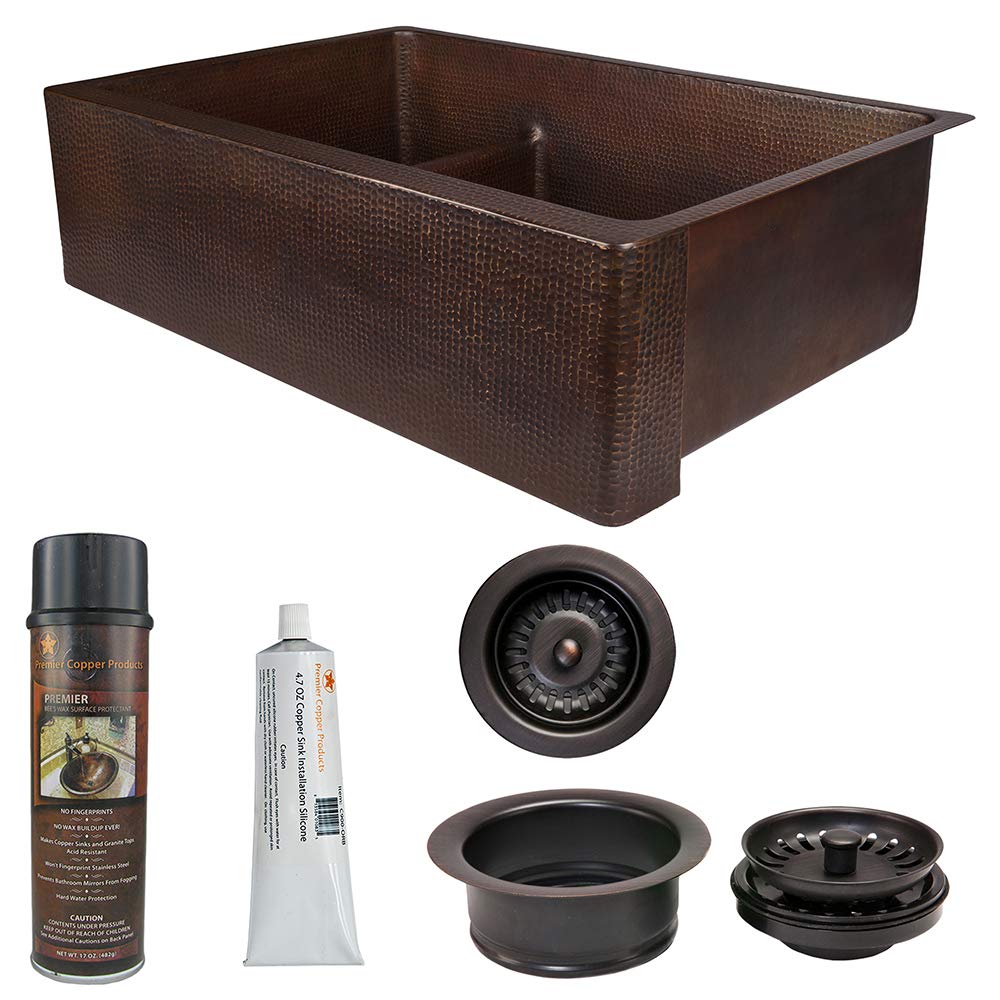 Premium 33-Inch Copper Kitchen Sink with Drain Package - KSP3_KA30DB33229-SD5 | Rust-Resistant, Durable for Modern Kitchens | Perfect for Home Renovation & Commercial Use