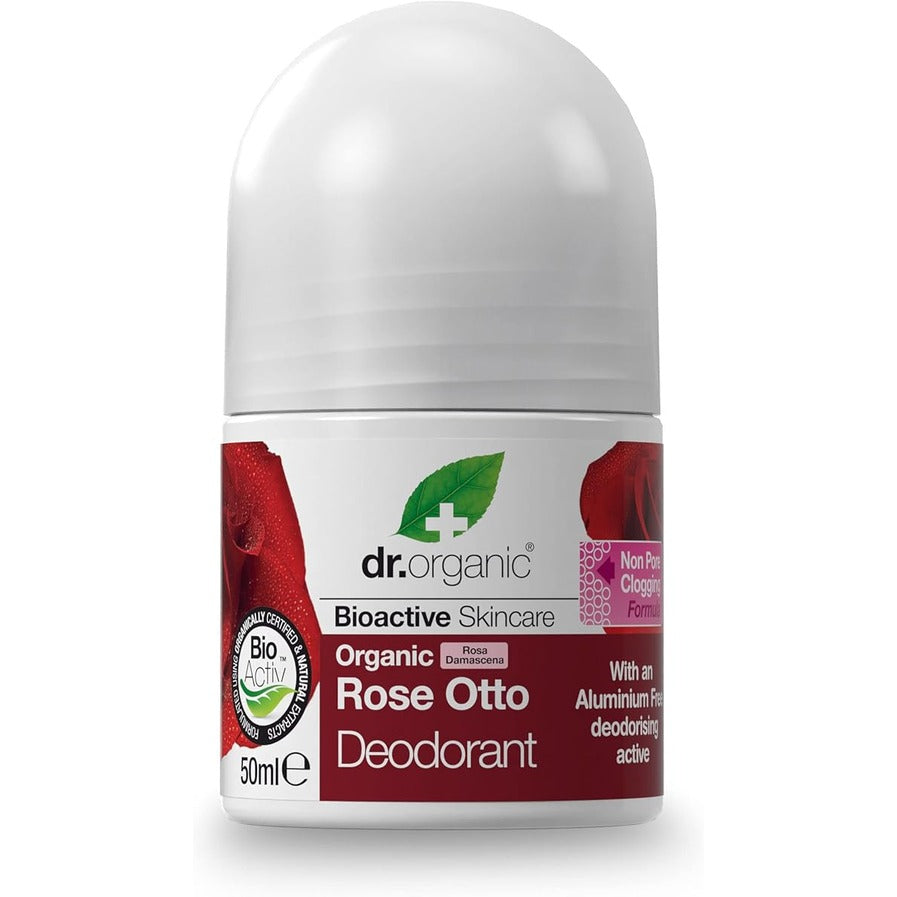 Dr.Organic Rose Deodorant 50ml - Natural & Aluminum-Free Underarm Protection for Women & Men - Fresh Floral Scent for All-Day Confidence at Work, Gym & Outdoor Activities