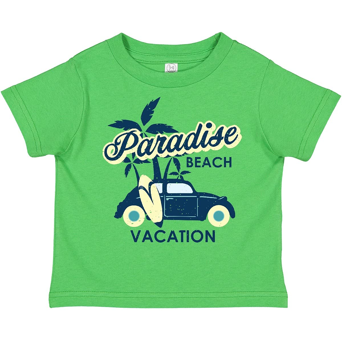 Inktastic Paradise Beach Vacation T-Shirt with Palm Trees & Car Design - Fun Toddler & Kids Apparel for Summer, Travel & Family Outings