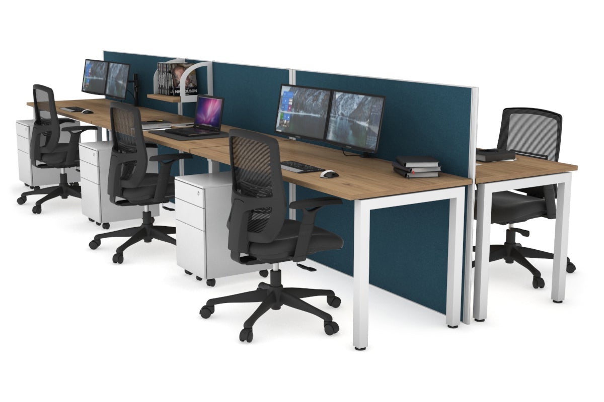 Horizon Quadro 6p Bench Square Legs Office Workstation [1800L x 700W] - Durable Modern Office Desk for Workspace & Home Office Setup