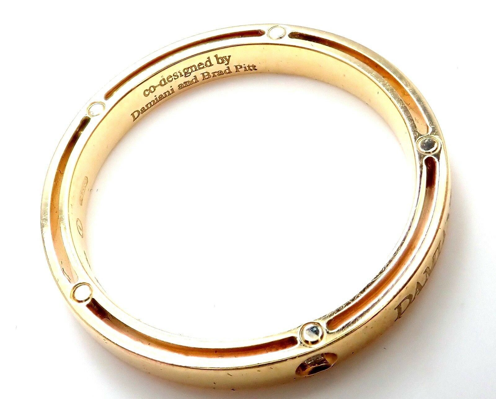 Authentic Damiani Brad Pitt 18k Yellow Gold Diamond 3mm Band Ring Size 10.5 - Luxury Men's Wedding Band for Special Occasions & Gifts