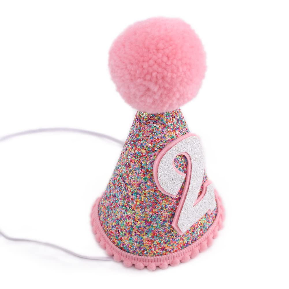 Glitter Rainbow Cone Hat for Birthday Party - Fun & Festive Birthday Decorations for Kids & Adults - Perfect for Birthday Celebrations, Photo Booths & Themed Parties