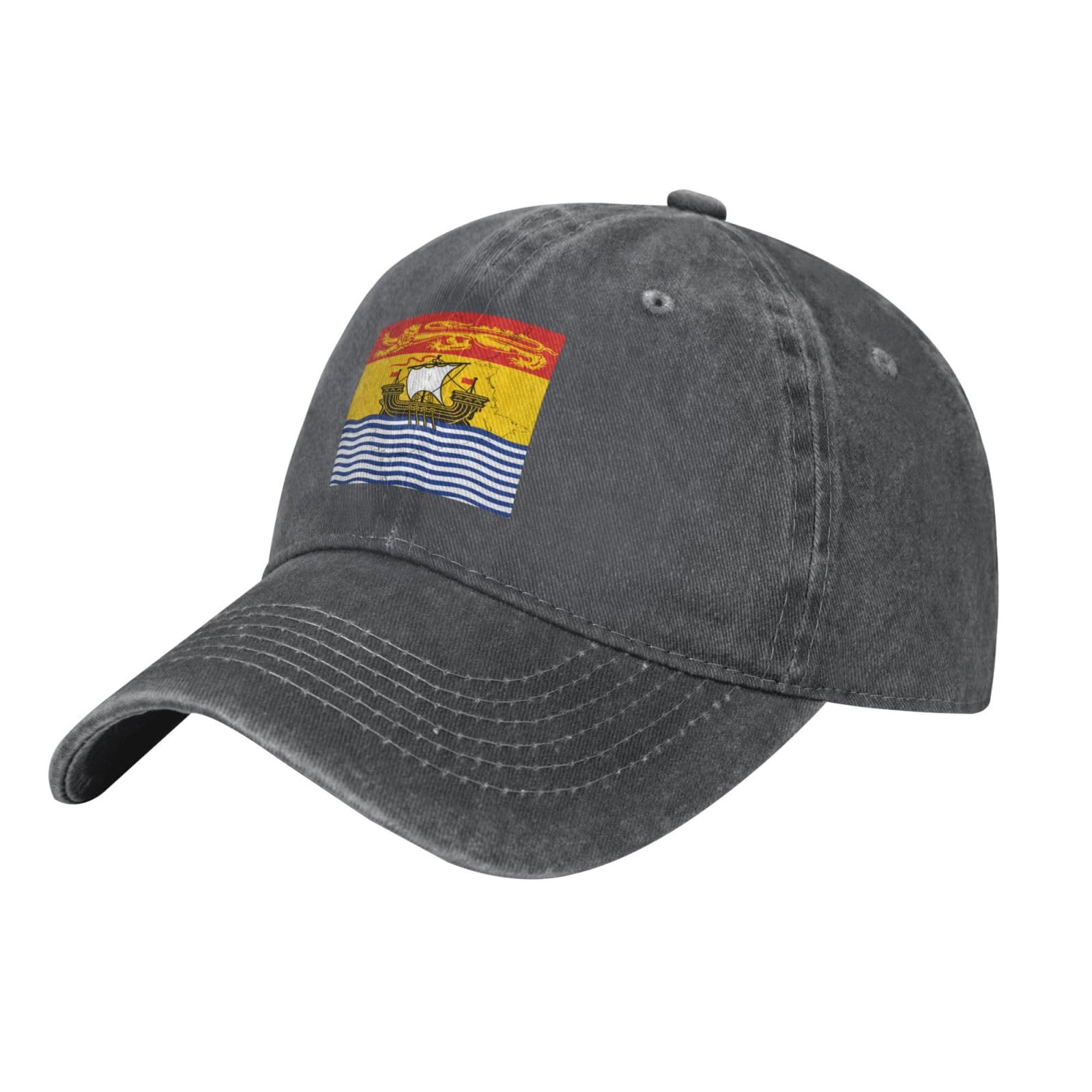 New Brunswick Flag Map Trucker Hat for Men & Women - Adjustable Denim Baseball Cap, Dad Hat for Golf, Outdoor & Casual Wear