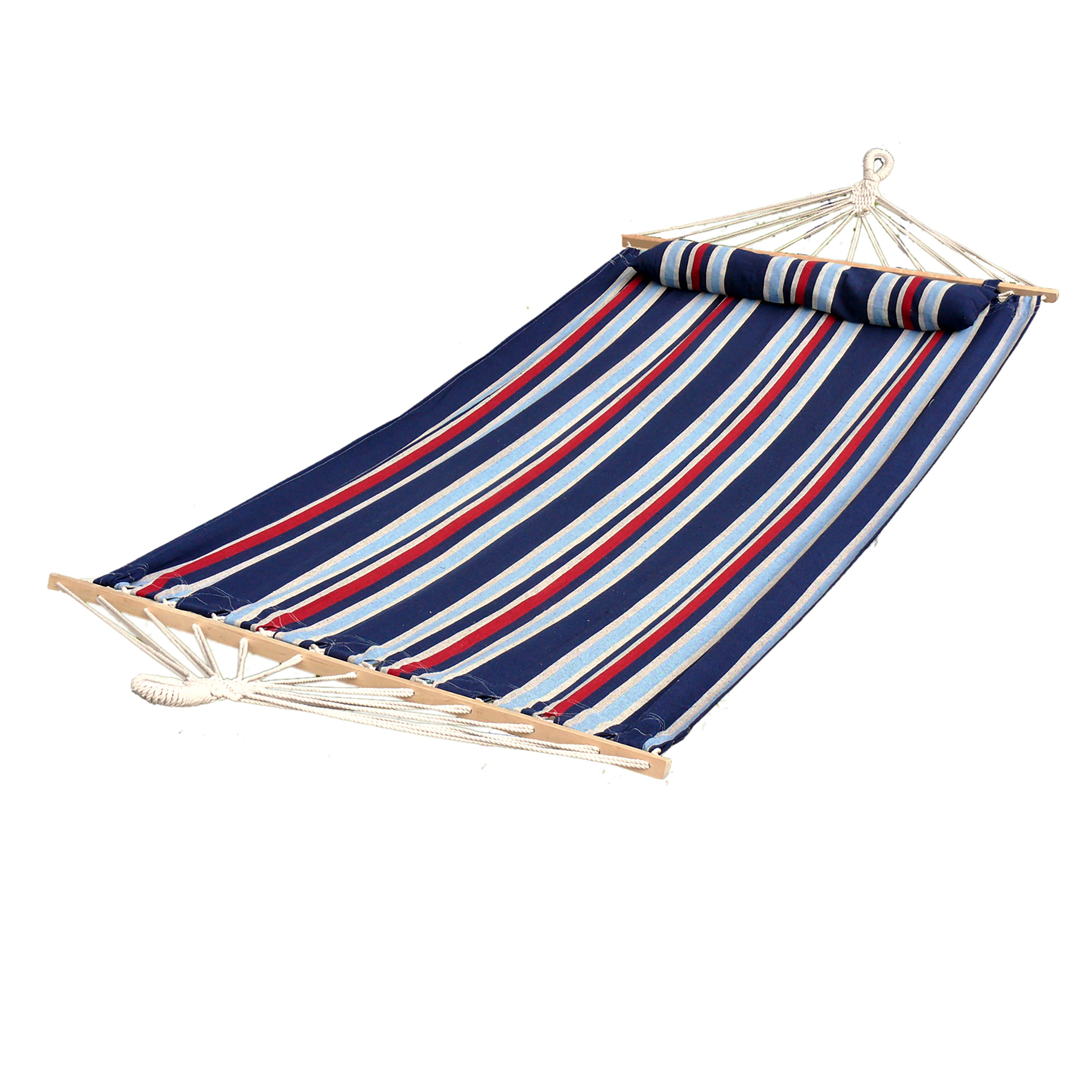 Bliss Hammocks BH 404C Caribbean Hammock with Pillow & Hanging Hardware - 48 Inch Wide, 265 LB Capacity (Patriot) - Perfect for Backyard Relaxation, Camping & Beach Lounging