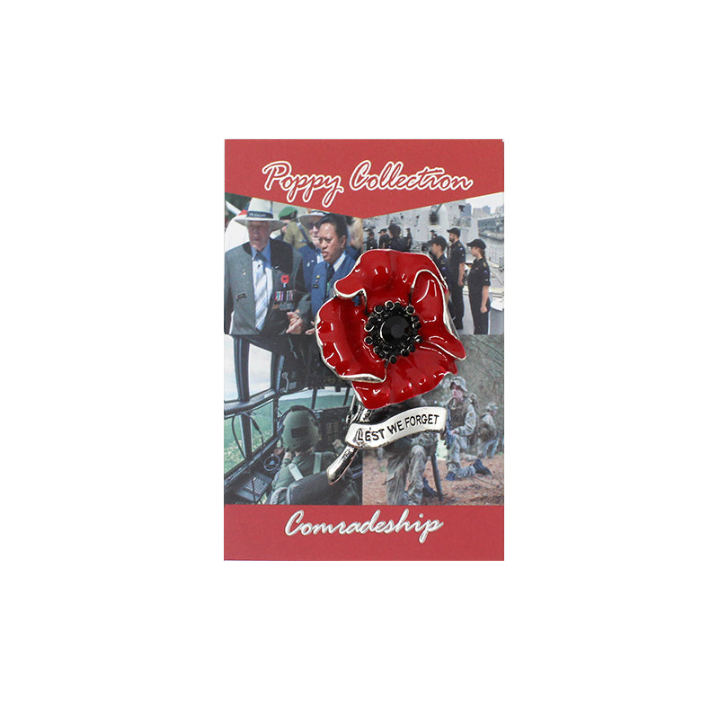 Poppy Brooch Silver - Elegant Remembrance Jewelry for Veterans Day & Memorial Day - Perfect for Lapel Pins, Hats & Scarves