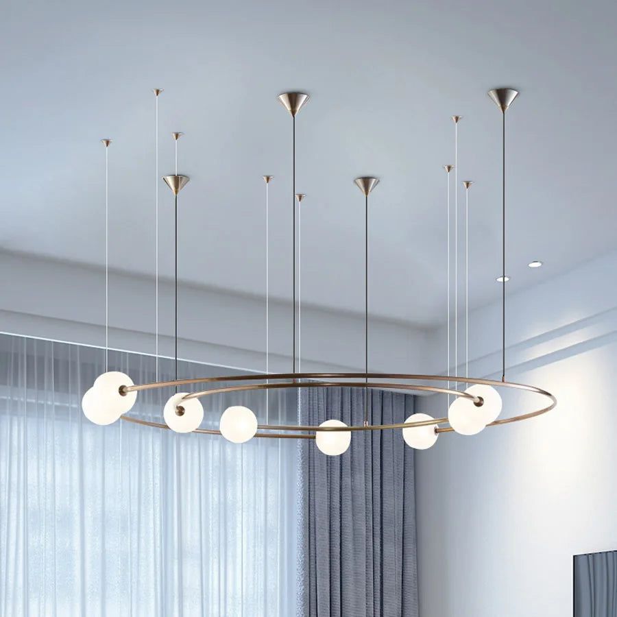 Orbit Glass Ball LED Pendant Chandelier Light Fixture - Modern Ceiling Lighting for Dining Room, Bedroom, Living Room & Kitchen Decor