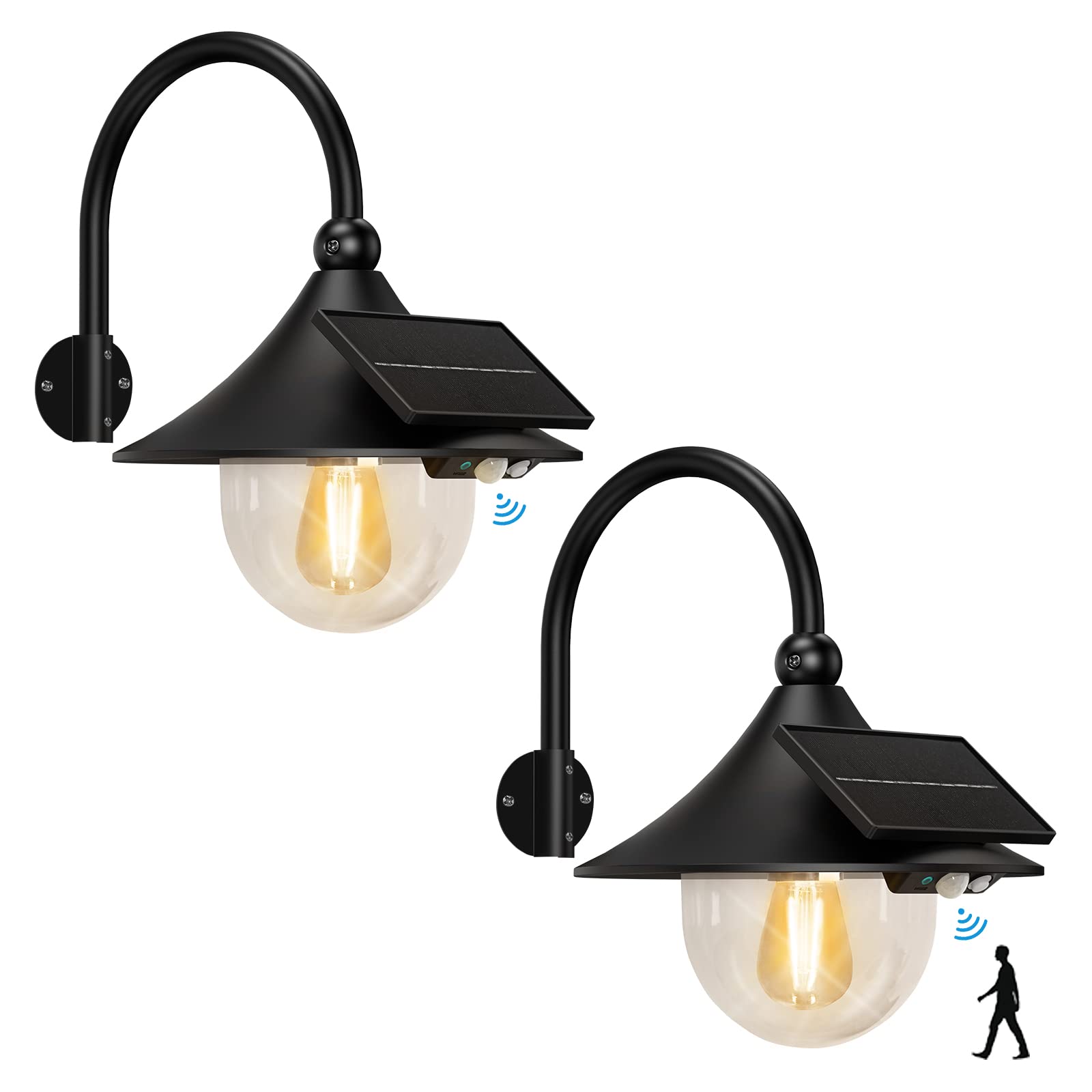 Aqonsie Solar Barn Lights - 3 Lighting Modes & Motion Sensor, Waterproof Vintage Outdoor Wall Light for Barn, Shed, Chicken Coop, Porch, Garden & Patio | Energy-Efficient Solar Security Lighting for Rural Homes & Farmhouses