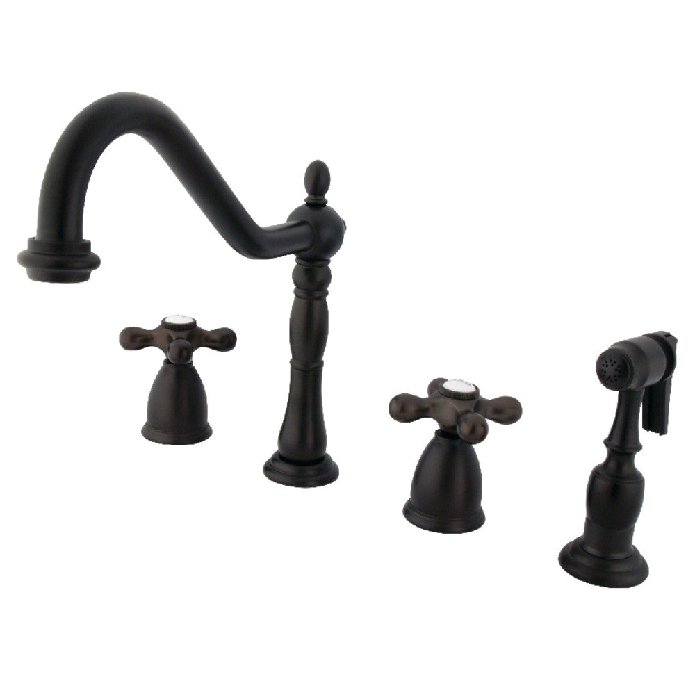 Kingston Brass KB1793AXBS Widespread Kitchen Faucet - High Arc Pull-Down Sprayer, Oil Rubbed Bronze Finish, 3-Hole Installation - Perfect for Modern Kitchens & Farmhouse Sinks