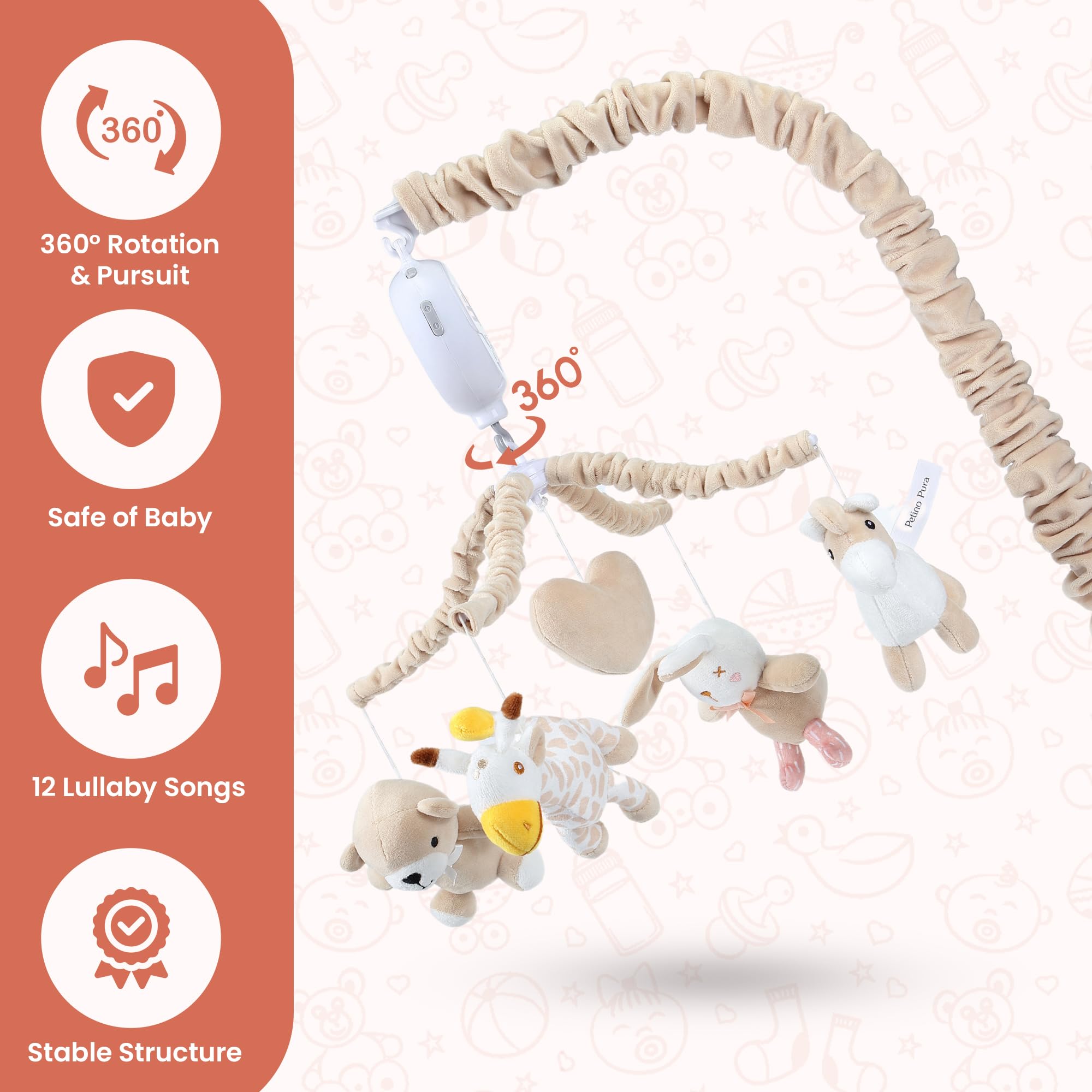 Best Unisex Musical Crib Mobile for Babies - Nursery Mobile with Detachable Toys & Secure Clip-On Design (Not for Pack n Play Playards) | Perfect for Newborn Gifts & Nursery Decor