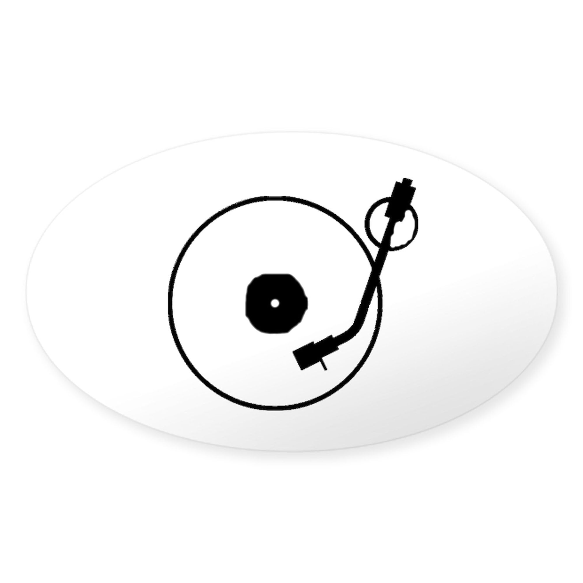 Turntable Oval Car Bumper Sticker - Vinyl Decal for Cars & Laptops