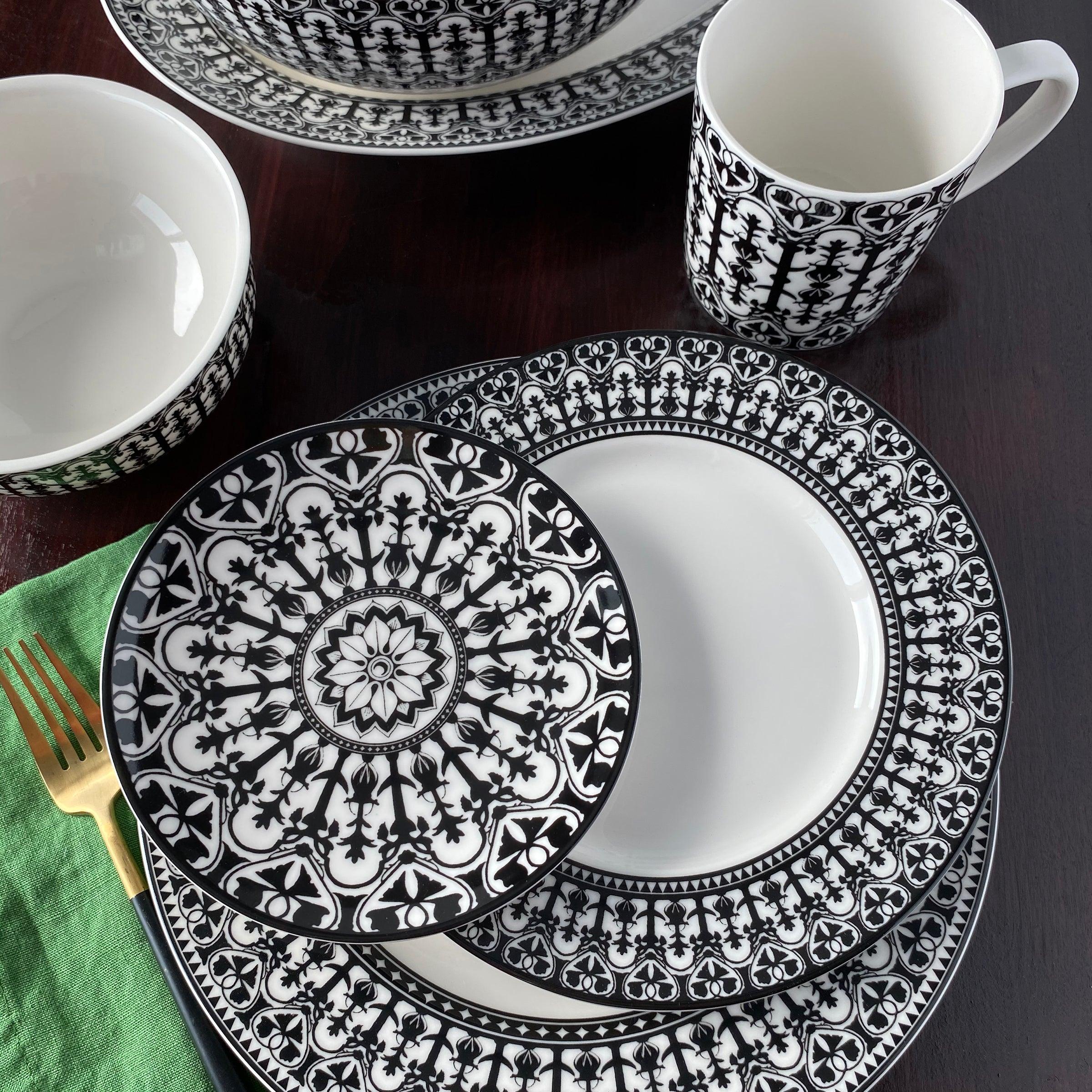 Casablanca Rimmed Dinner Plate Set - Elegant 10.5 Inch Porcelain Plates for Formal Dining, Restaurant & Home Use - Perfect for Weddings, Parties & Everyday Meals