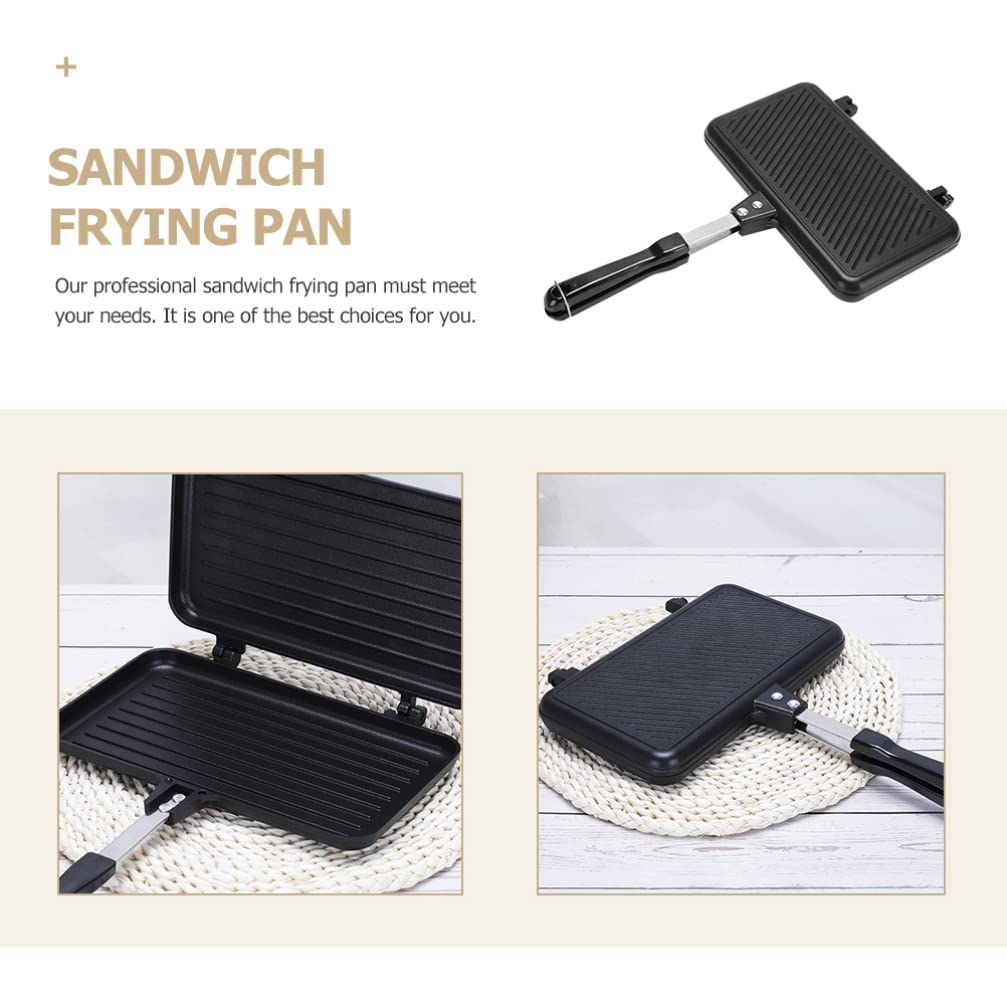 DOITOOL Non-Stick Double-Sided Grill Pan - Waffle Maker & Sandwich Press for Breakfast, Panini, Cake Toast | Perfect for Home Cooking, Camping & Quick Snacks