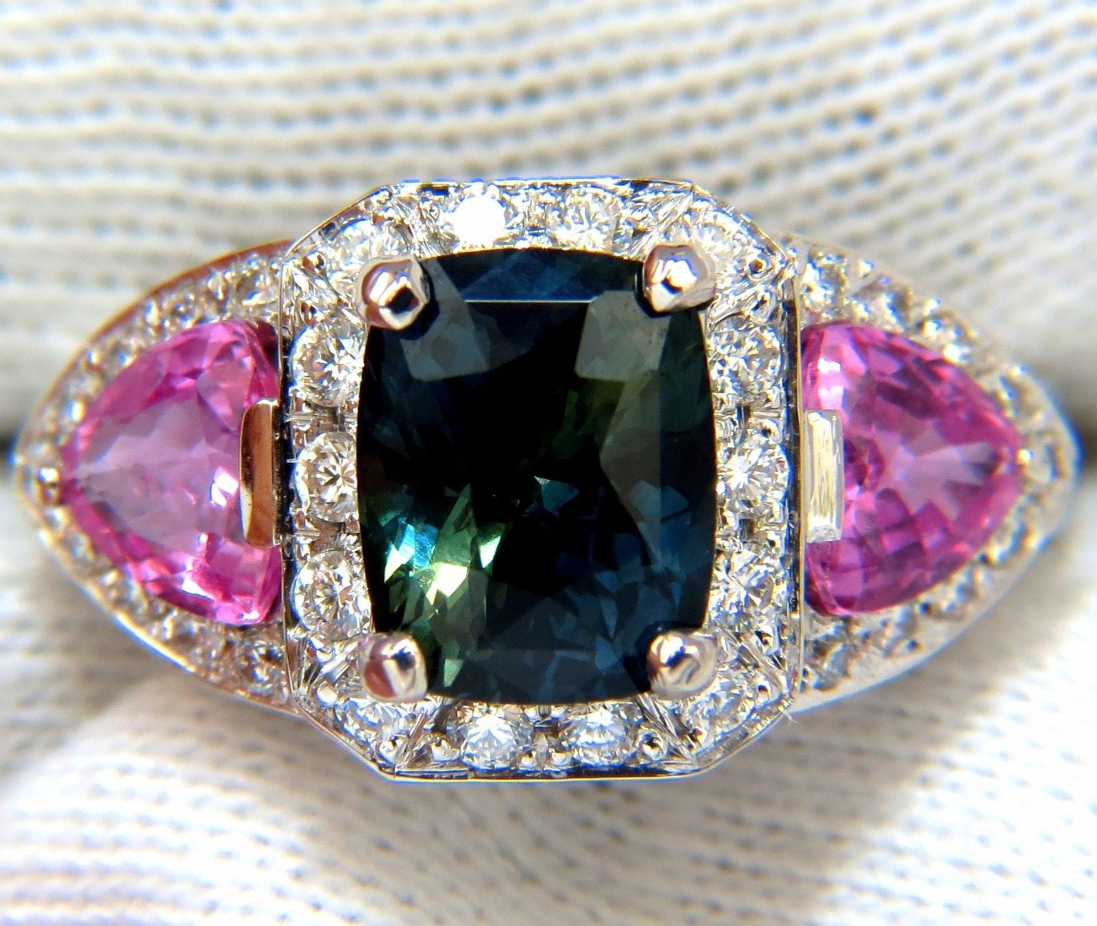 6.19ct GIA Certified Natural Unheated Green Blue Sapphire Diamond Ring for Engagement, Wedding & Special Occasions