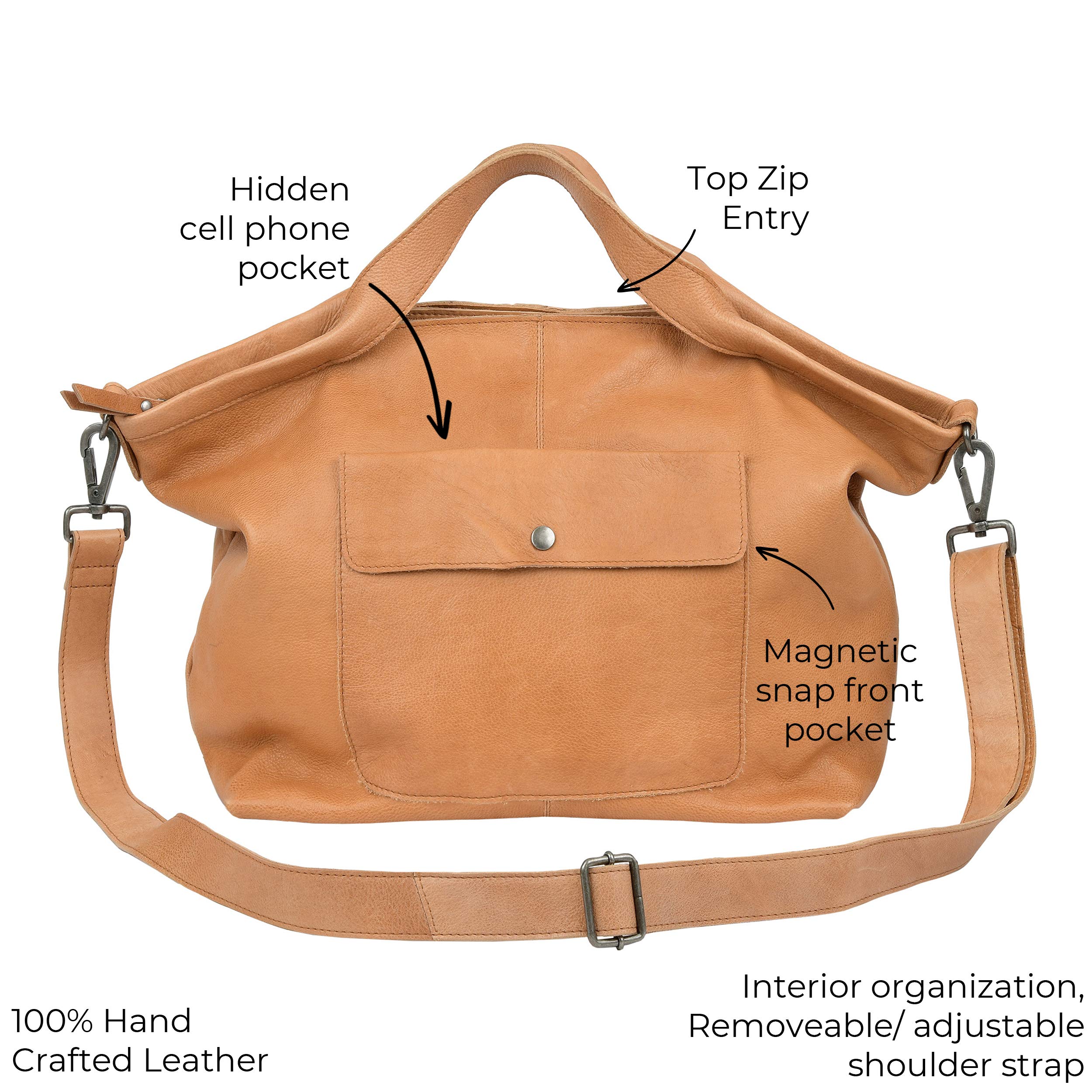 Latico Leathers Colin Women's Genuine Leather Tote Handbag - 100% Authentic Artisan Crafted Leather Purse for Work, Travel & Everyday Use