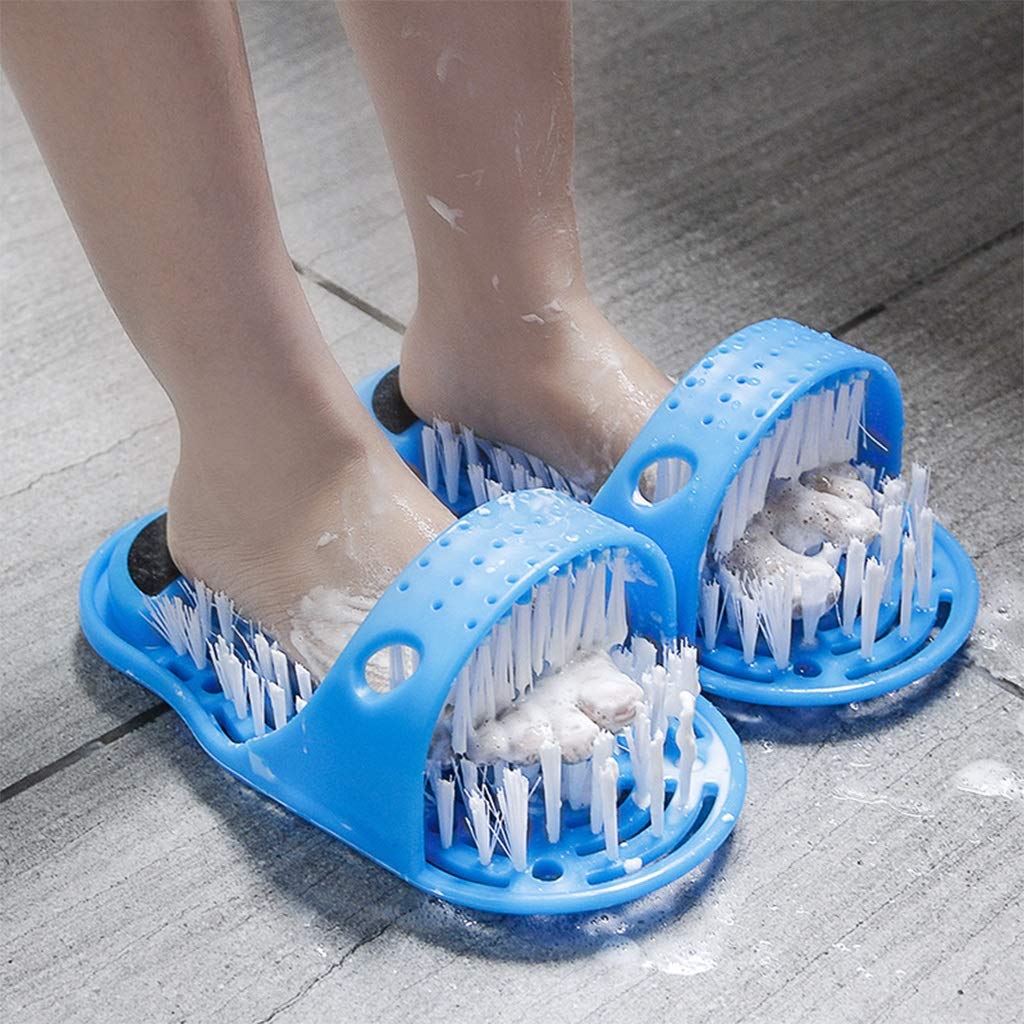 Shower Foot Massager Slippers - Exfoliating Cleaning Massage Shoes with Non-Slip Design for Bathroom & Spa Use - Relaxing Foot Scrubber Washer for At-Home Pedicures and Stress Relief (One Size Fits Most)