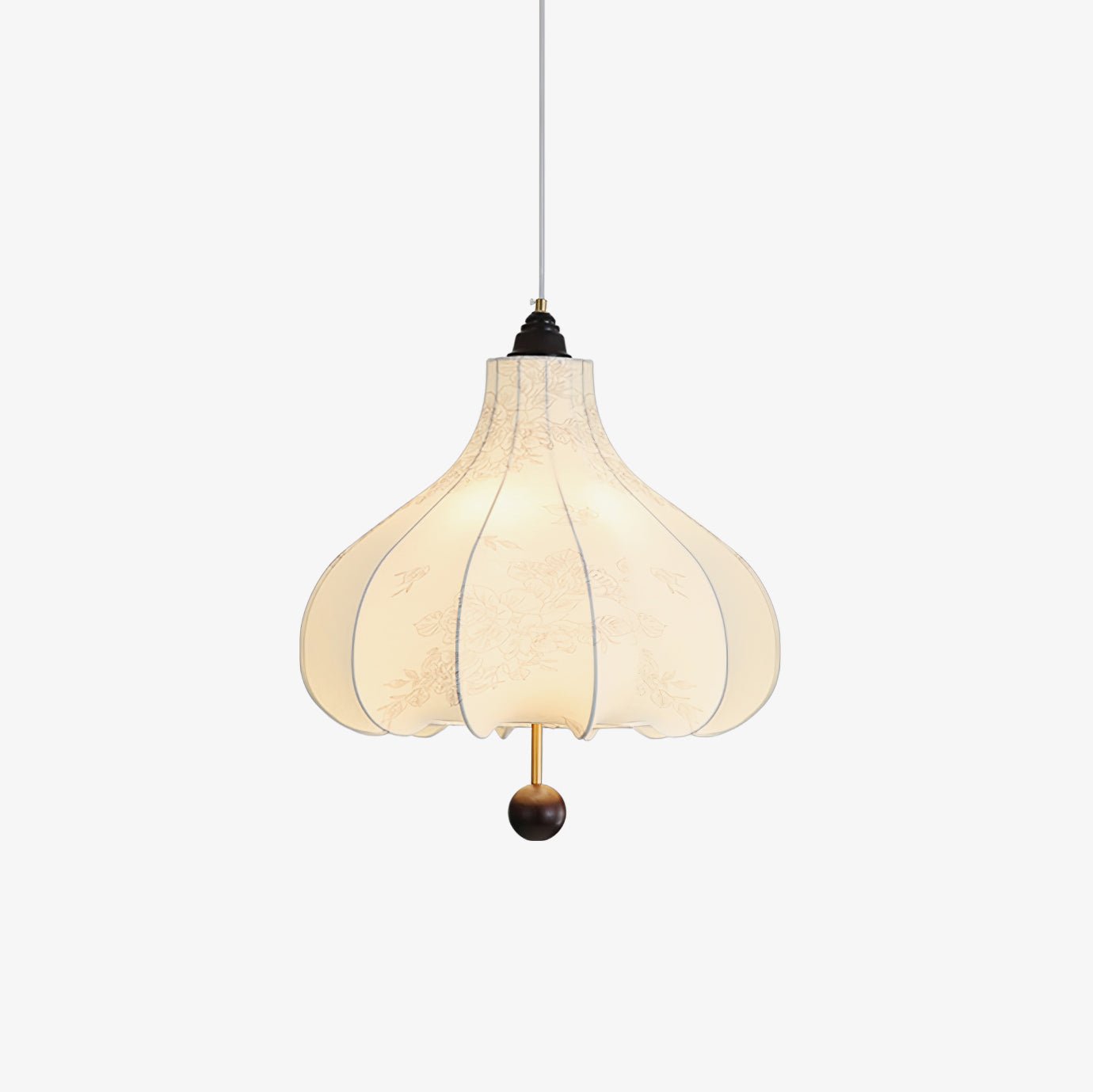 Handmade Chestnut Fabric Pendant Light - Modern Boho Hanging Lamp for Living Room, Bedroom, or Dining Room Decor