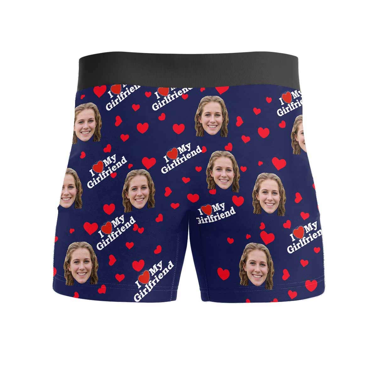Custom Photo Boxer Briefs for Men - Personalized Underwear with Face Print, 'I Love My Girlfriend' Gift Boxers | Perfect Anniversary, Valentine's Day & Couple Gifts