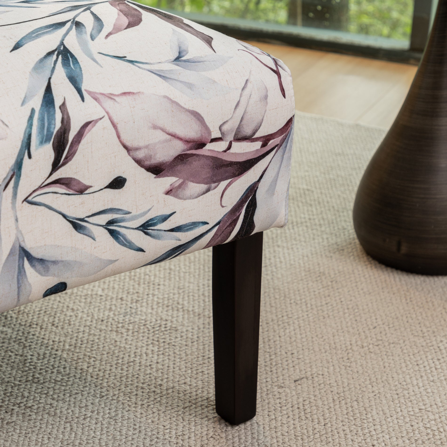 Roundhill Furniture Capa Fabric Armless Contemporary Accent Chair - Purple Floral Design, Modern Living Room Decor, Perfect for Reading Nook or Bedroom Sitting Area